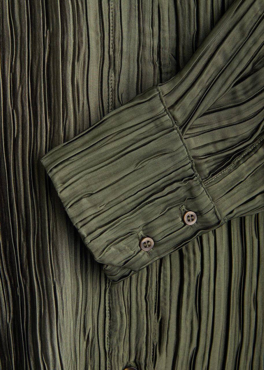 16Arlington 16Arlington Marley Plisse Satin Shirt Khaki size 12 Size L / US 10 / IT 46 - 4 Thumbnail