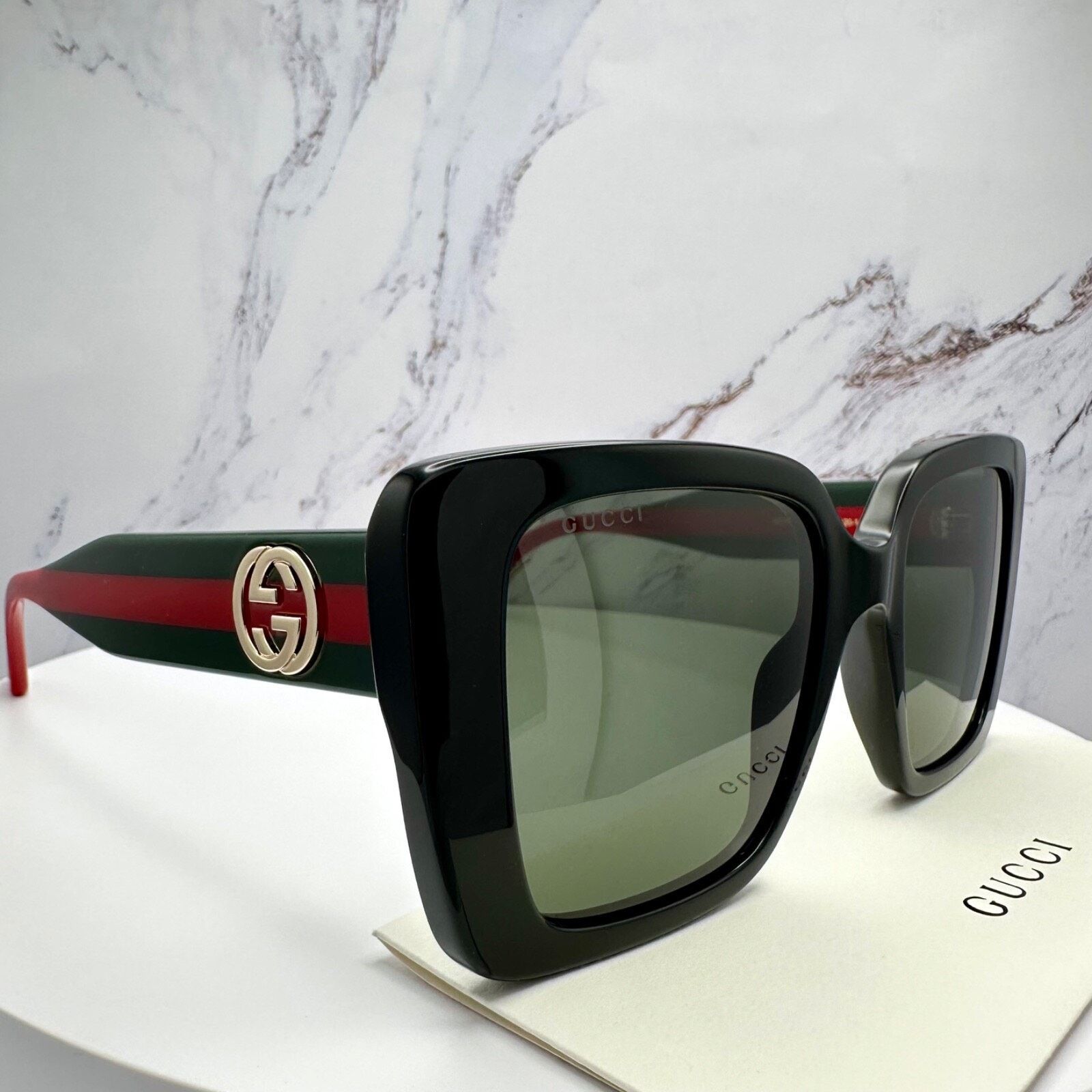 Gucci New GUCCI Sunglasses Black 53mm Gold 3D Metal Logo Square Size ONE SIZE - 17 Thumbnail