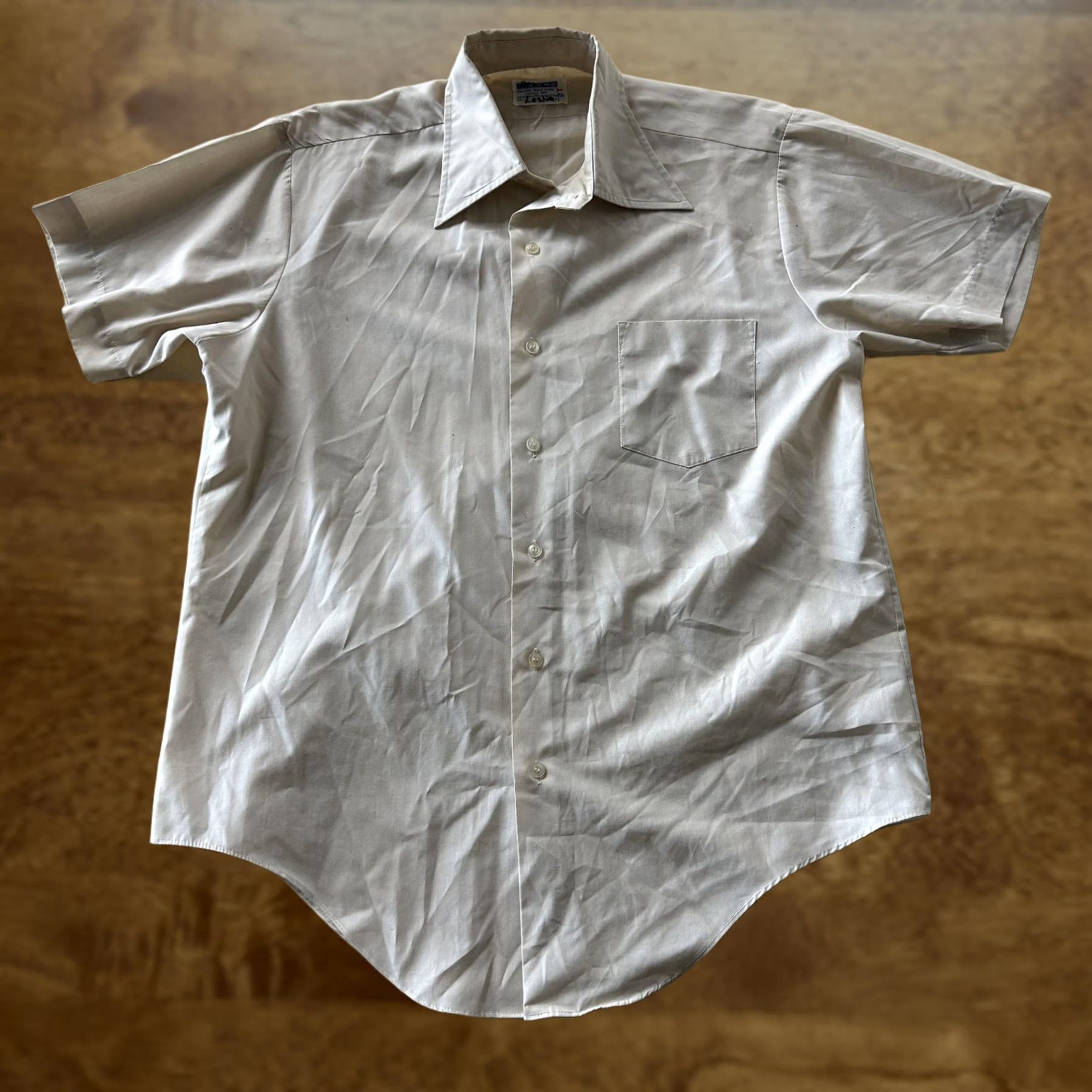 Vintage VINTAGE Permanent Press Dress Shirt Mens 15.5 Beige Short Sleeve USA Size 42R - 1 Thumbnail