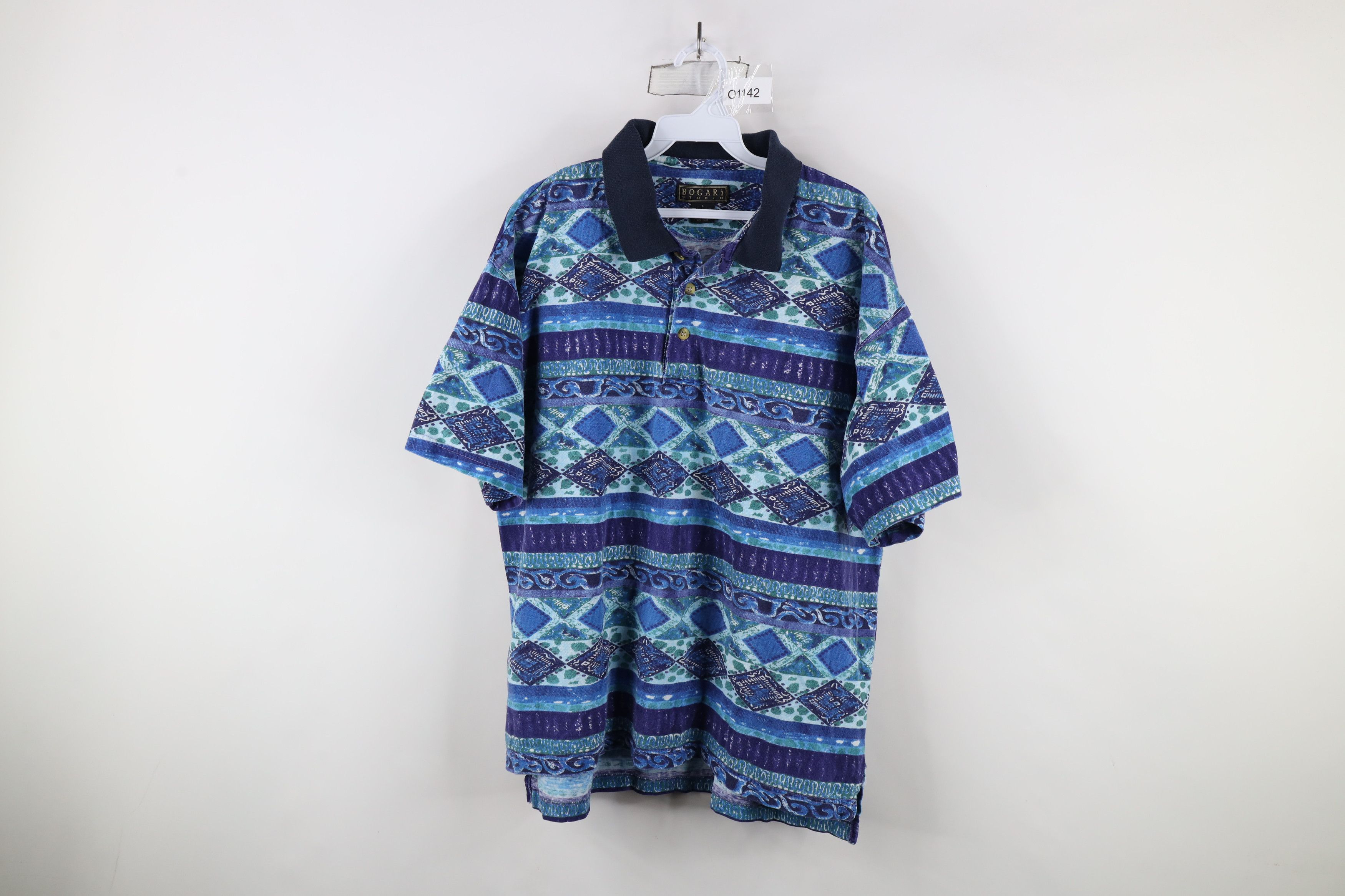 Vintage Vintage 90s Streetwear Geometric Collared Golf Polo Shirt Size US L / EU 52-54 / 3 - 1 Thumbnail