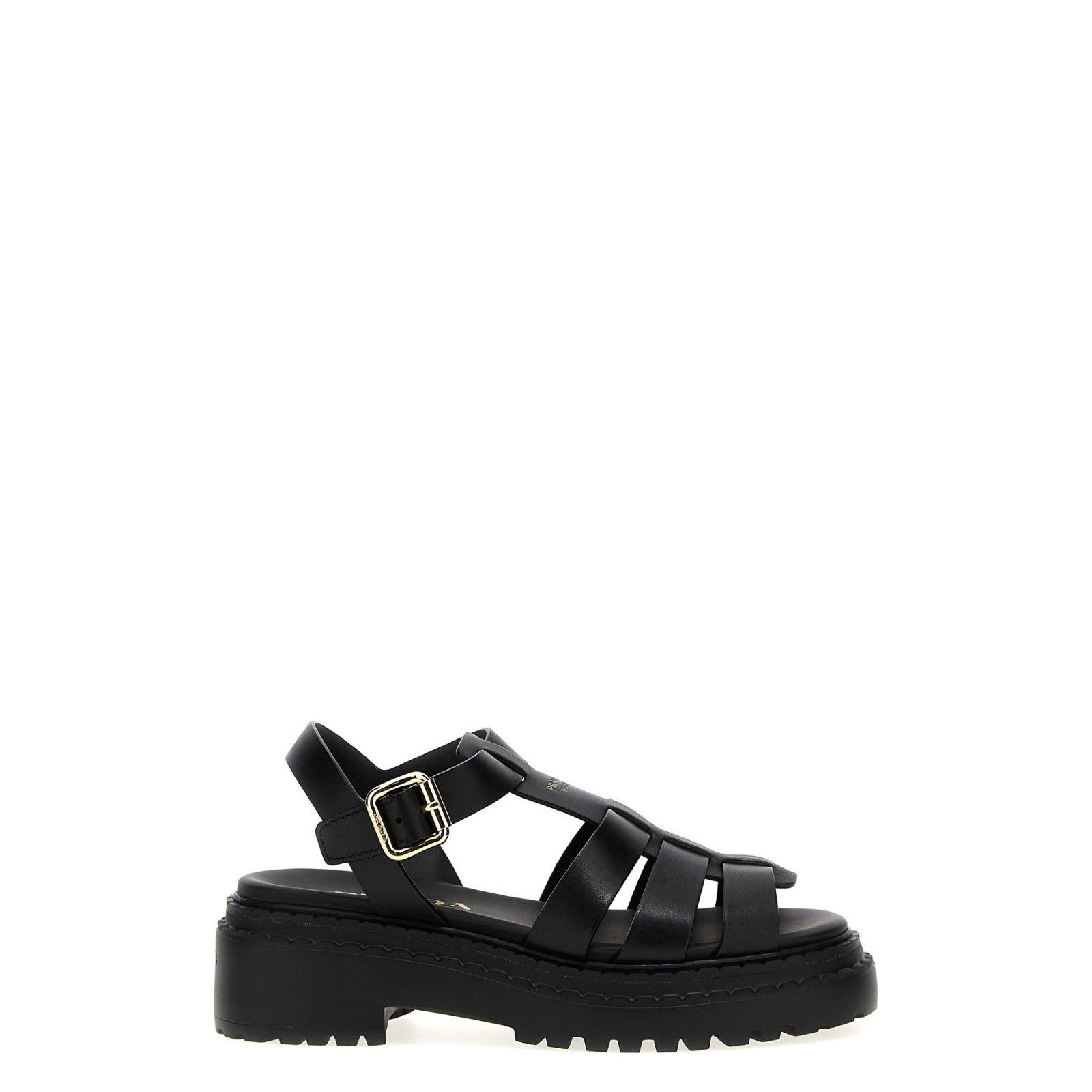 PRADA Monolith Black Leather Sandals New & Authentic (Women'