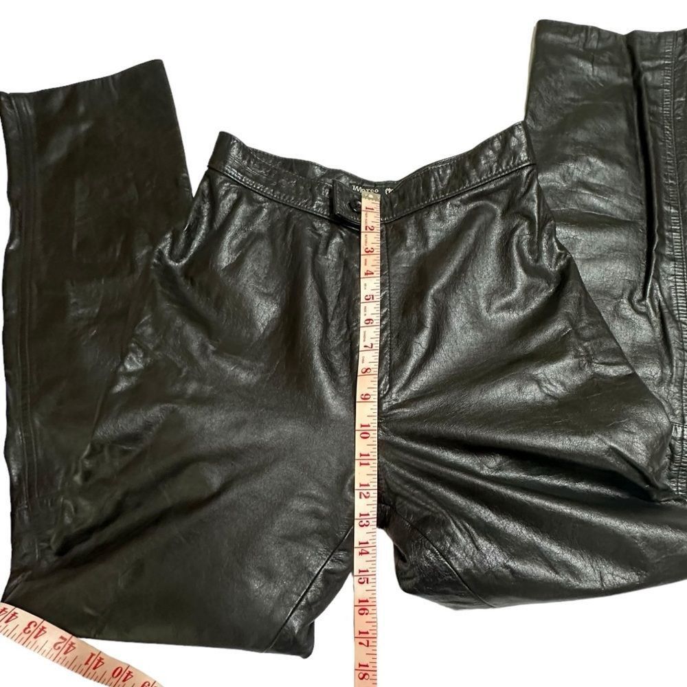 Vintage Vintage Marco Morani Black Leather Straight Leg Moto Pants S Size 26" / US 2 / IT 38 - 5 Thumbnail