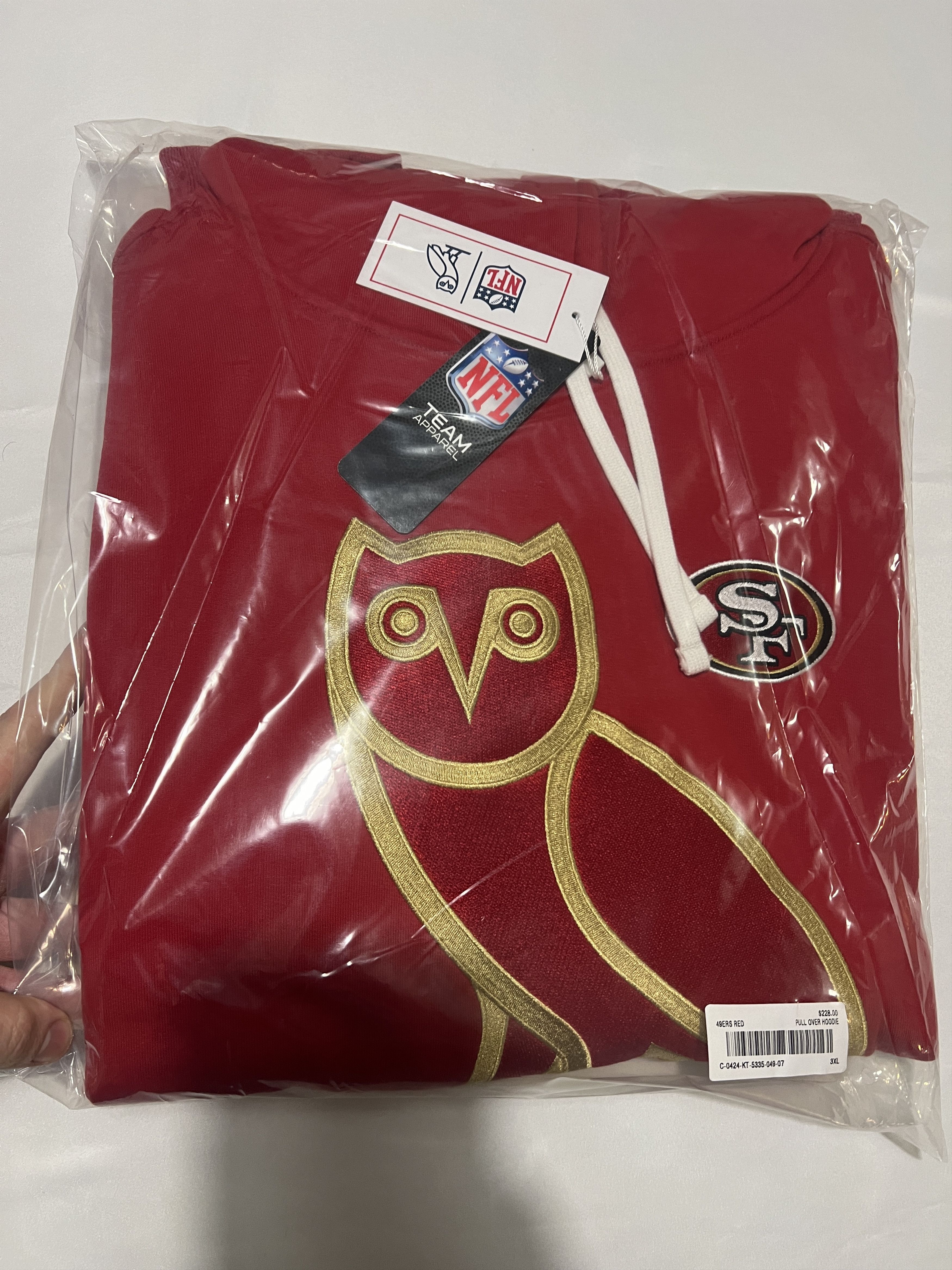 Drake *RARE* OVO x NFL San Francisco 49ers OG Owl Hoodie XXXL Size US XXL / EU 58 / 5 - 1 Thumbnail