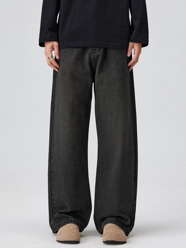 Japanese Brand Men's street style washed loose straight leg baggy jeans Size US 32 / EU 48 - 1 Thumbnail