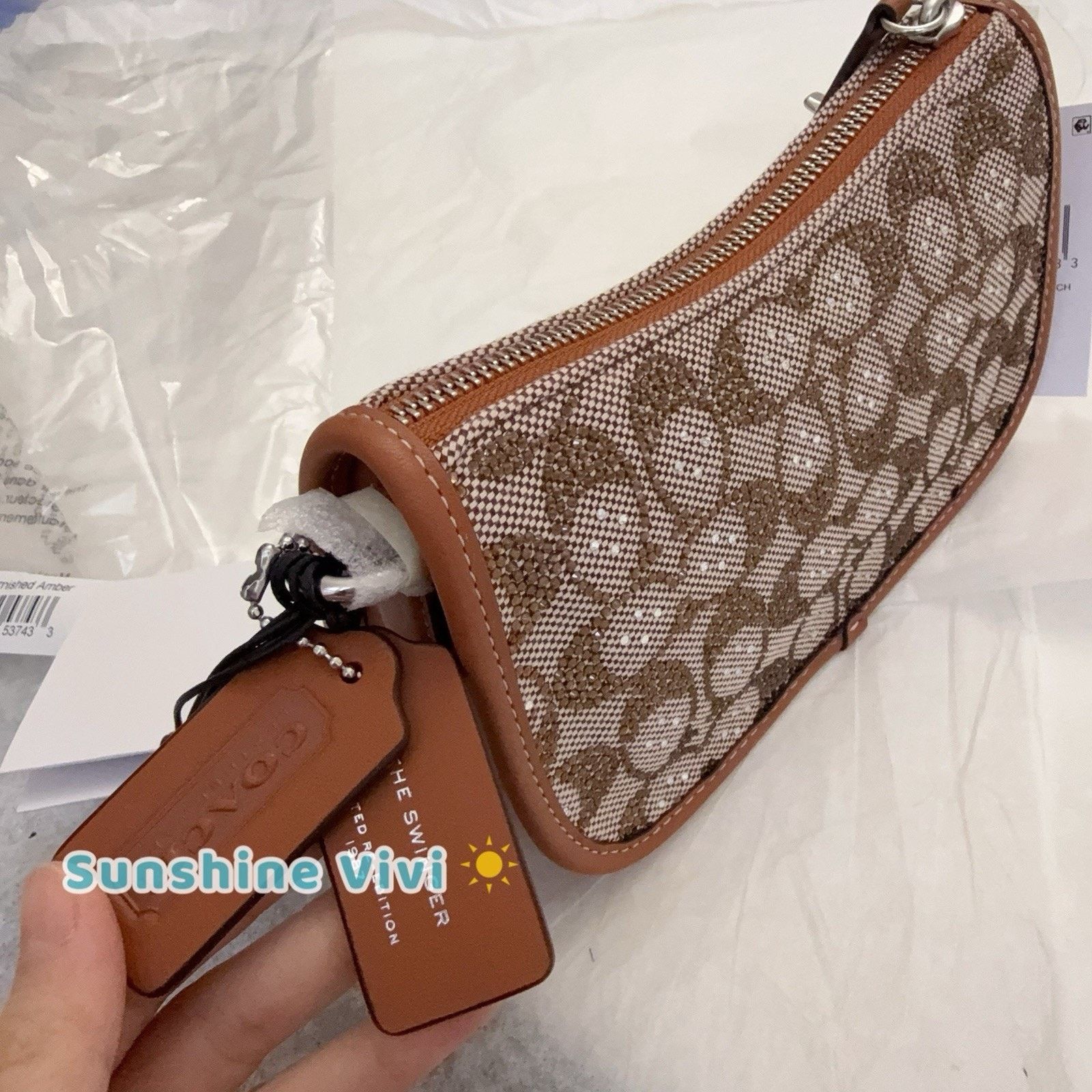 Coach NWT Coach Swinger 20 Bag Chain Crystal CW568 BURNISHED Amber Size ONE SIZE - 4 Thumbnail