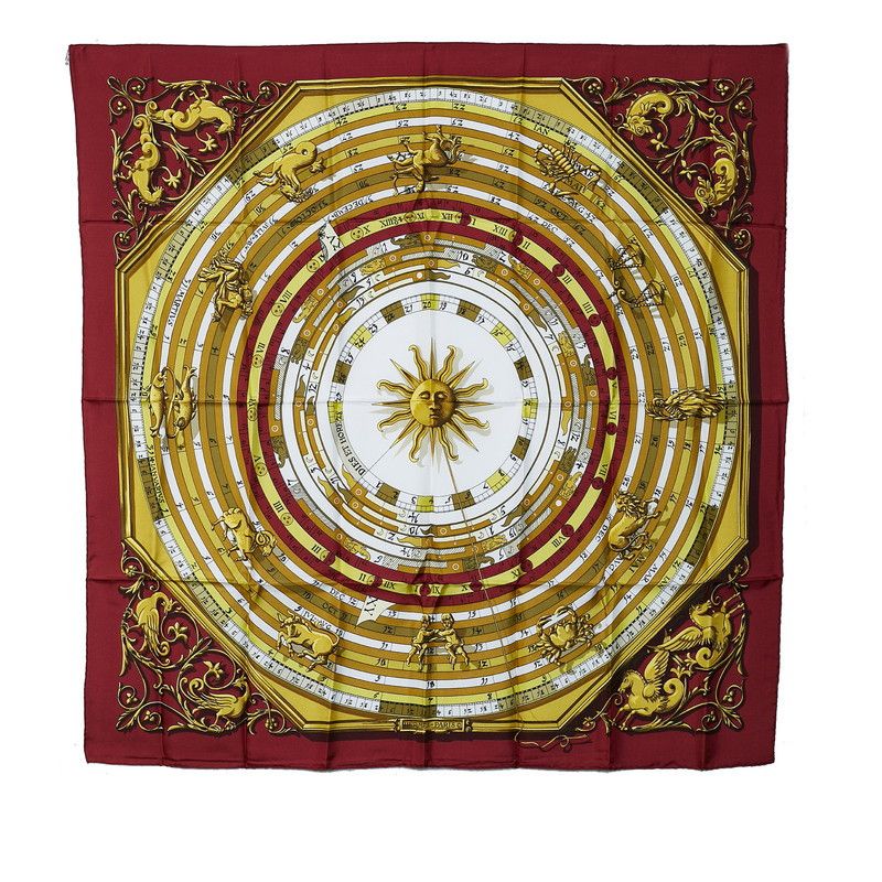 image of Hermes Carré Dies Et Hore Silk Scarf in Red, Women's