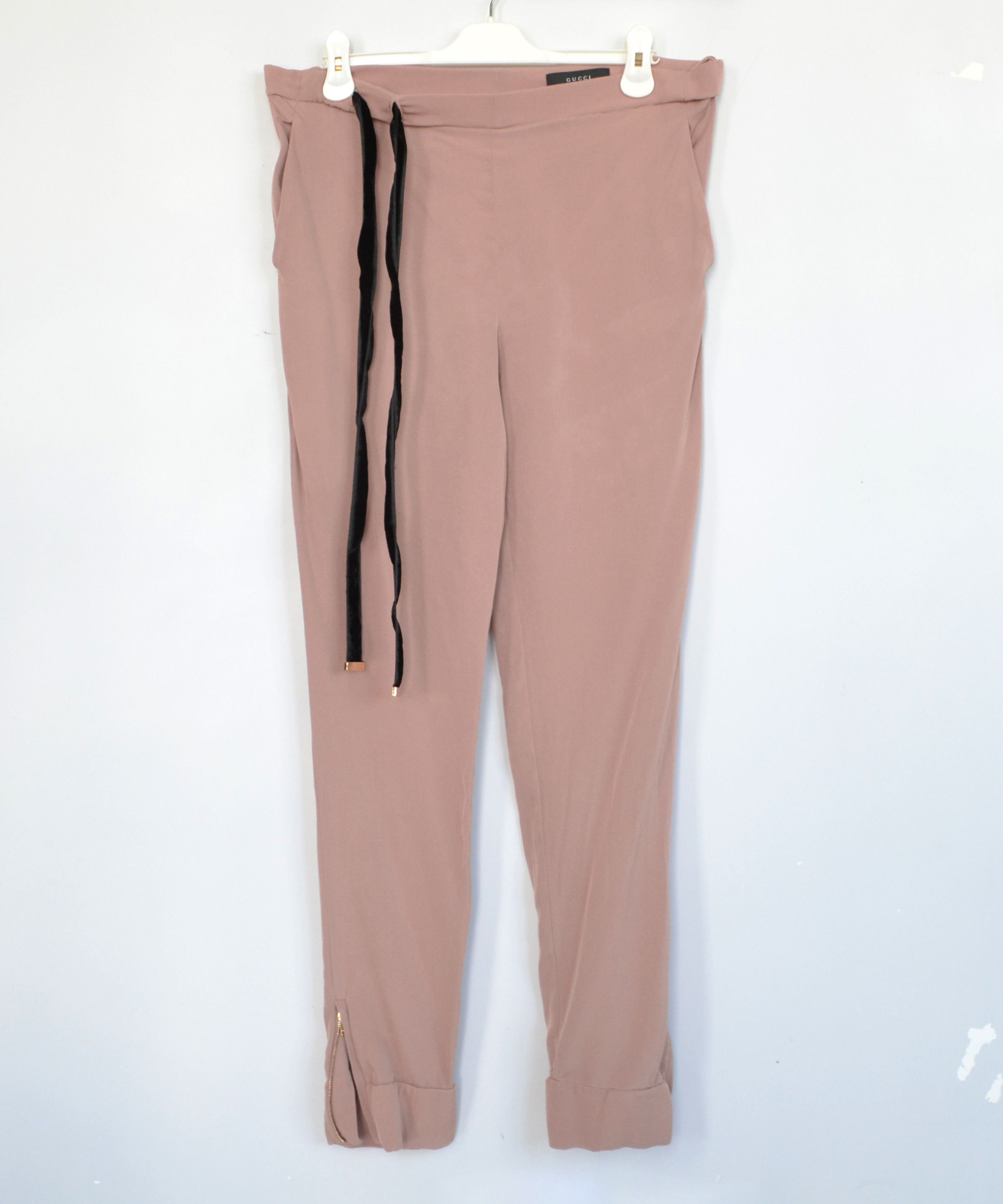 Gucci GUCCI Pants Silk Trousers Black Belt Zip Size 27" / US 4 / IT 40 - 2 Thumbnail