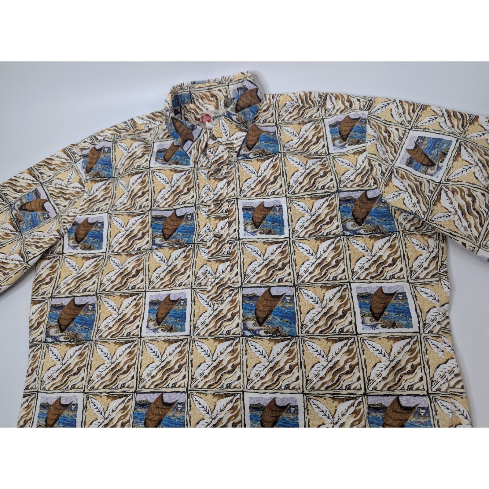 Hilo Hattie VINTAGE Hilo Hattie Hawaiian Shirt Mens Large Canoe Sail Half Button Polo Pullover Size US L / EU 52-54 / 3 - 5 Thumbnail