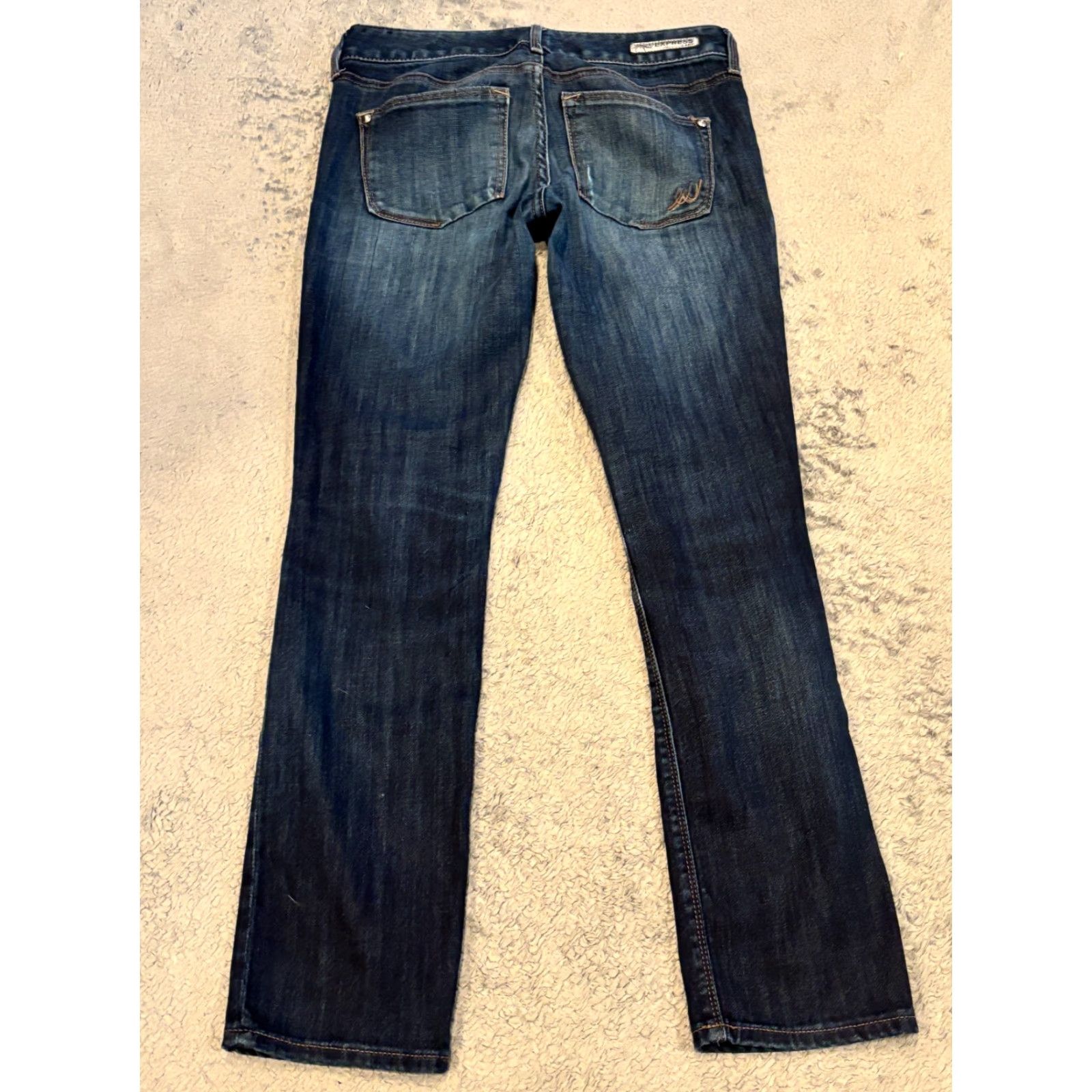 Express VINTAGE? No. Express Jeans Womens 0S Low Rise Dark Wash Blue Denim Skinny Stretch Casual Size 25" / US 0 / IT 36 - 7 Thumbnail