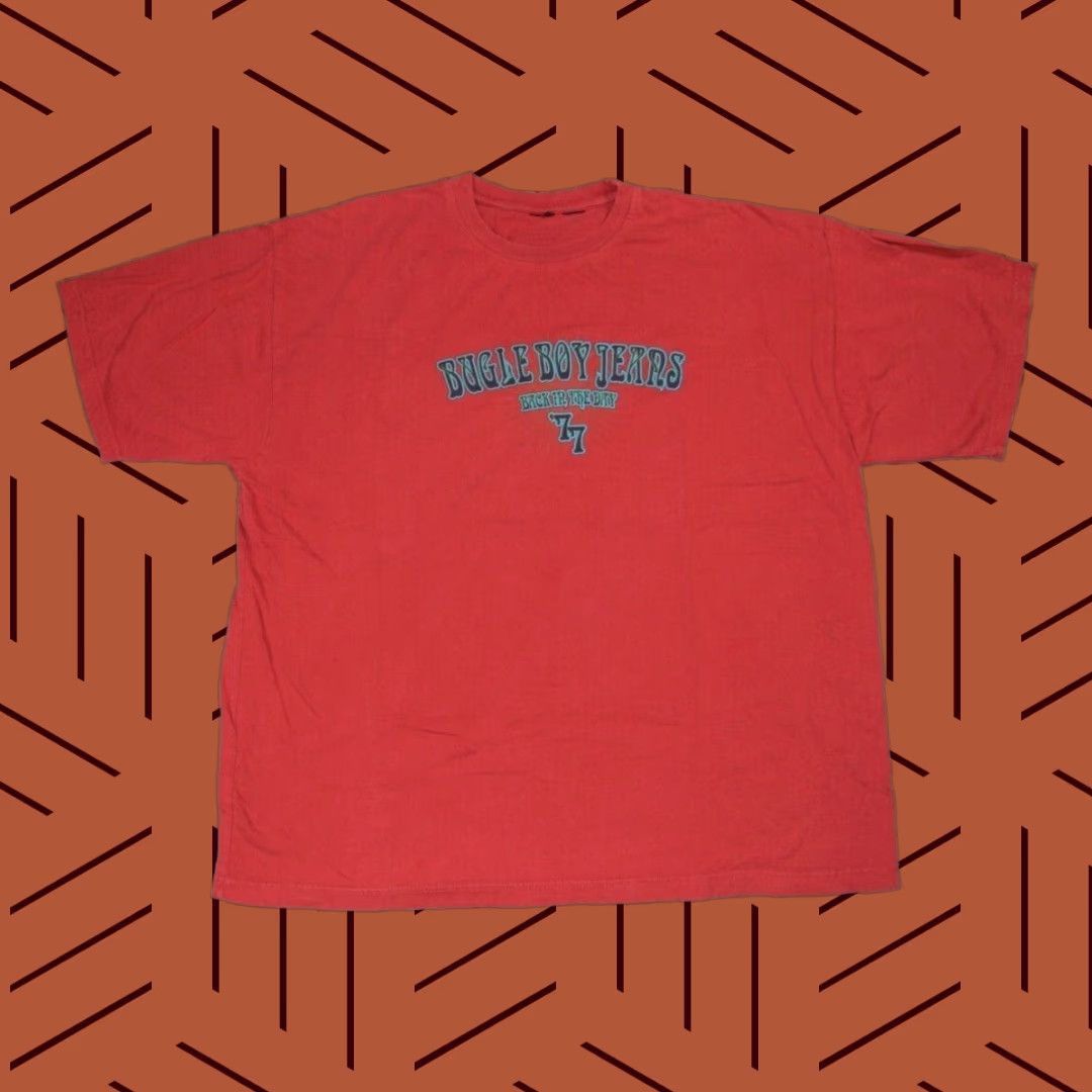 Bugle Boy VINTAGE Bugle Boy T-SHIRT RED 2XL MENS WOODSTOCK HIPPIE 90s BACK IN THE DAY '77 TEE Size US XXL / EU 58 / 5 - 1 Thumbnail