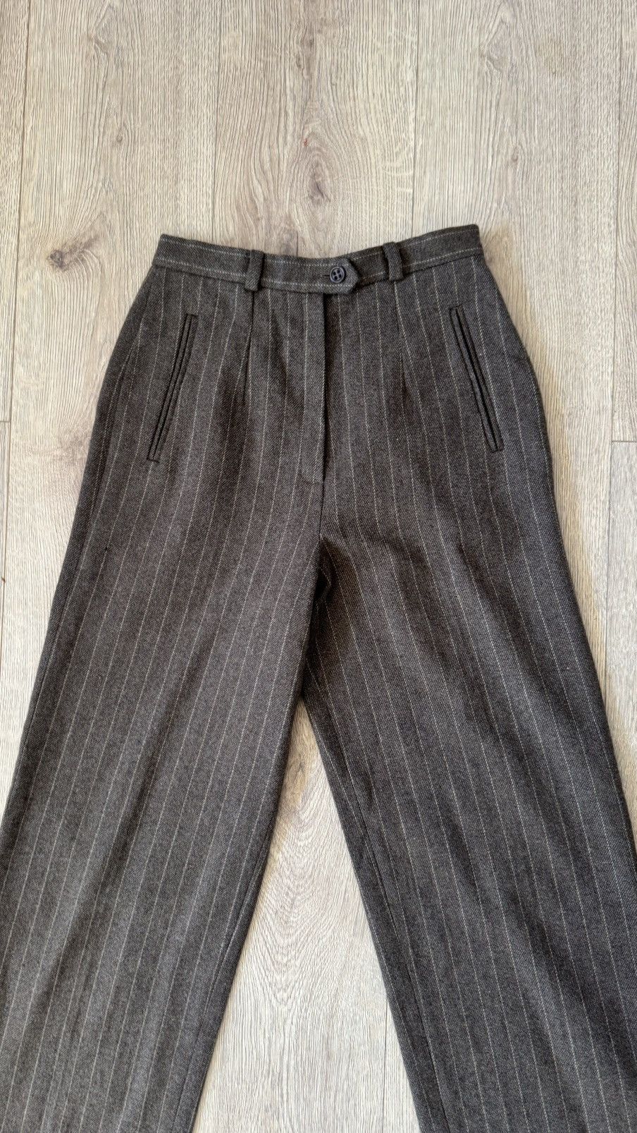 Max Mara Olive Max Mara Chalk Stripe Trousers FR 38 Size 27" / US 4 / IT 40 - 3 Thumbnail