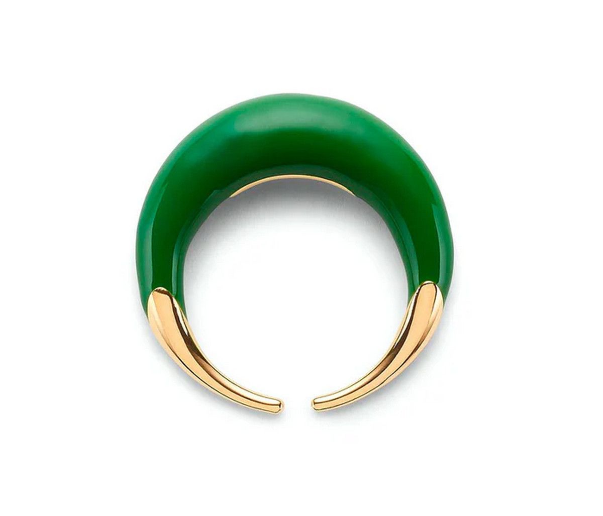Bottega Veneta BOTTEGA VENETA Spine green sculptural silver ring 6 13 q Size ONE SIZE - 1 Thumbnail