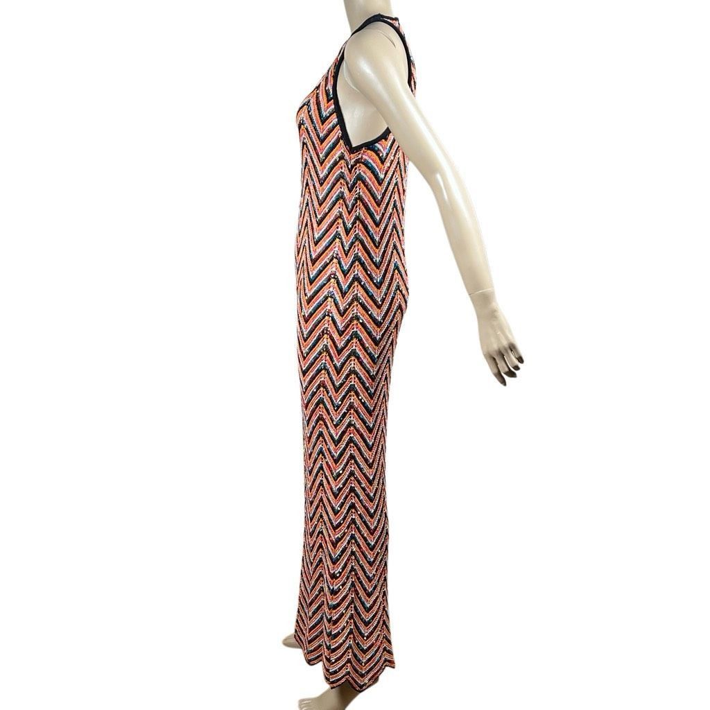 Zara Zara Knit Multicolor Chevron Maxi zigzag Dress Sleeveless Crochet Style Size M (029) Size M / US 6-8 / IT 42-44 - 5 Thumbnail