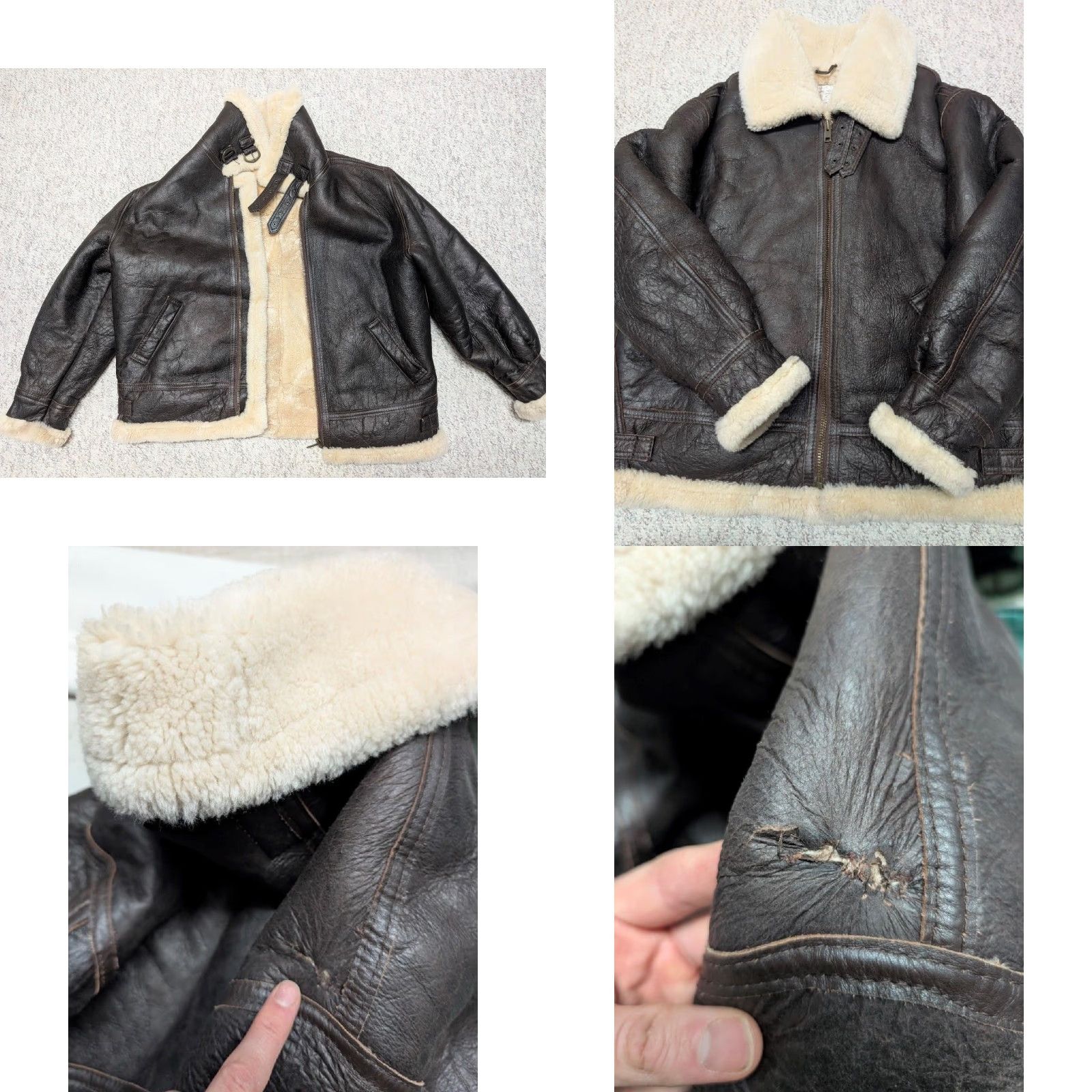Vintage VINTAGE B3 Bomber Jacket US Army Air Force Shearling Leather Men XL Brown 48+ Chest 26" Arm 30" Front 24" Shoulders Size US L / EU 52-54 / 3 - 9 Thumbnail