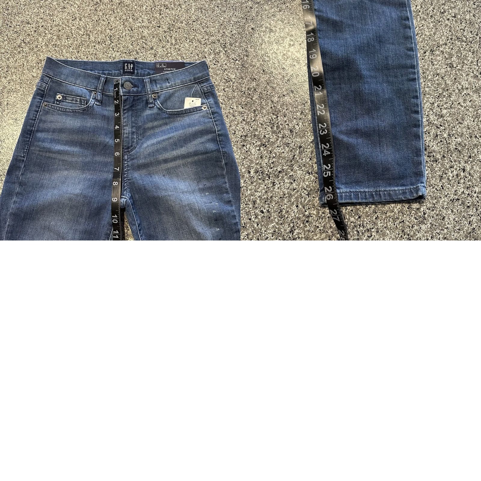 Gap Gap Womens Jeans 24x26 True Skinny Ankle Mid Rise Stretch Denim Distressed Blue 5-Pocket Style Size 42" / US 20 - 8 Thumbnail