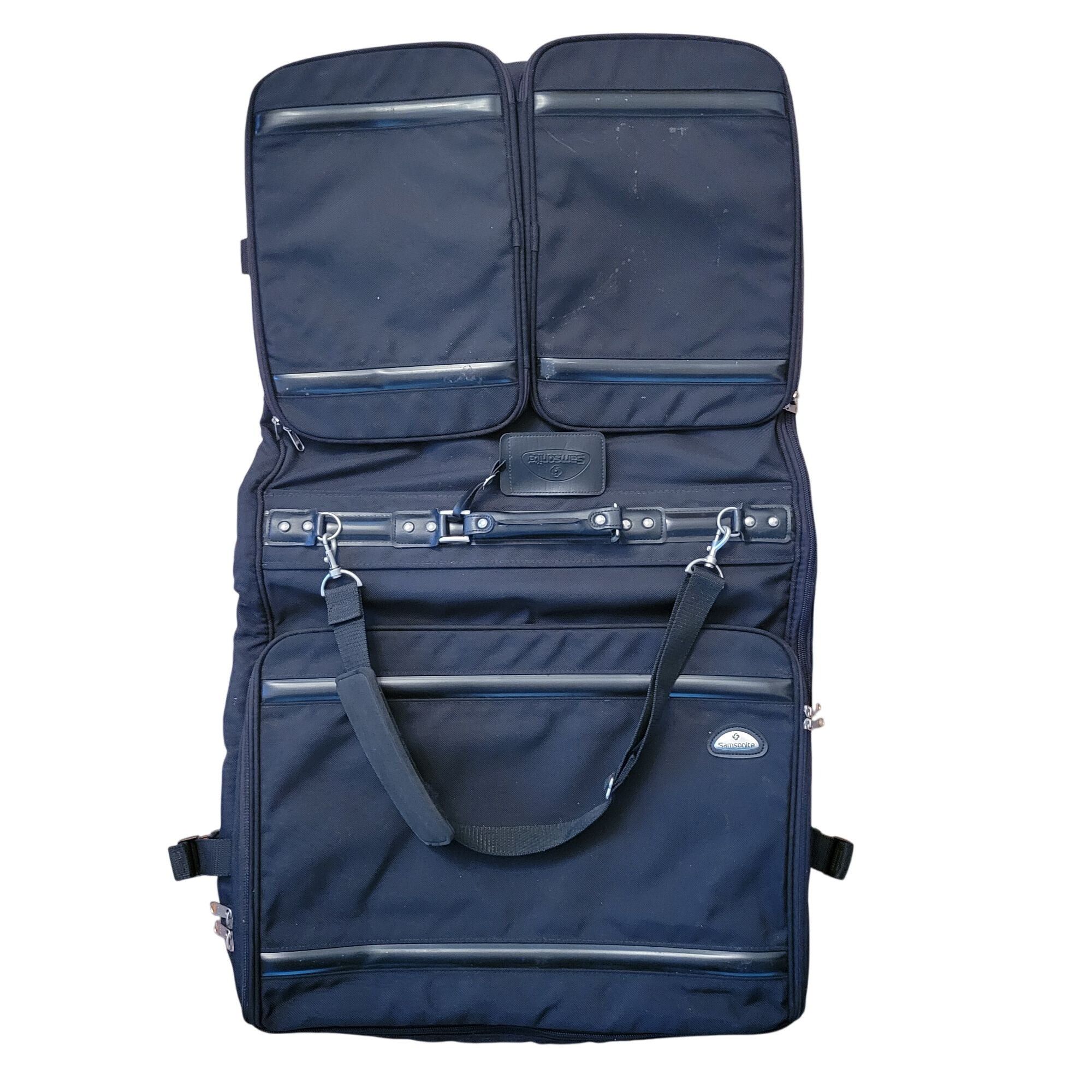 Samsonite Black Nylon Garment Bag Shoulder Strap Overnight C