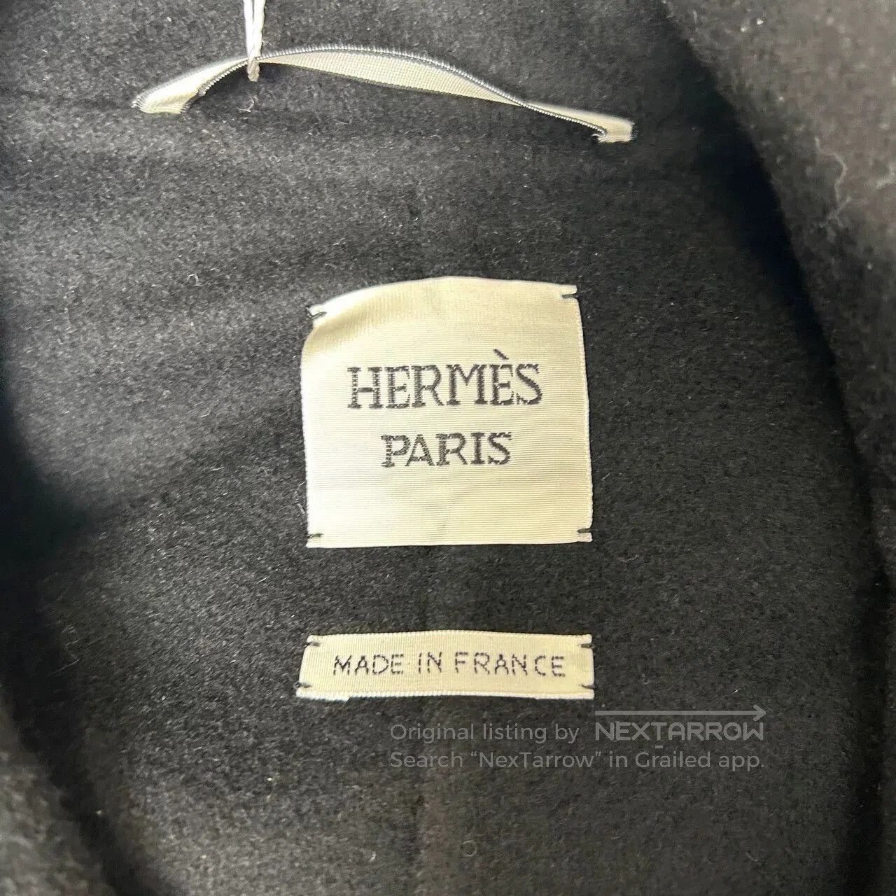 Hermes Black Cashmere Lapel Coat Size 34.