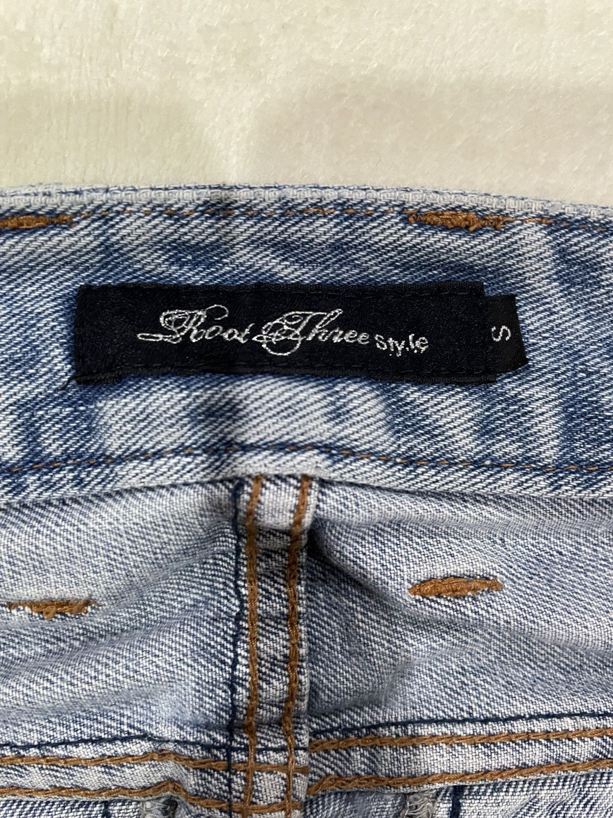 Japanese Brand Vintage Root Three Style Mudwash Distress Faded Denim Jeans Size US 32 / EU 48 - 7 Thumbnail