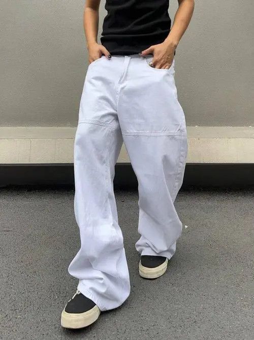 Jean Casua Fit Wide Leg White Jeans Size US 36 / EU 52 - 2 Thumbnail