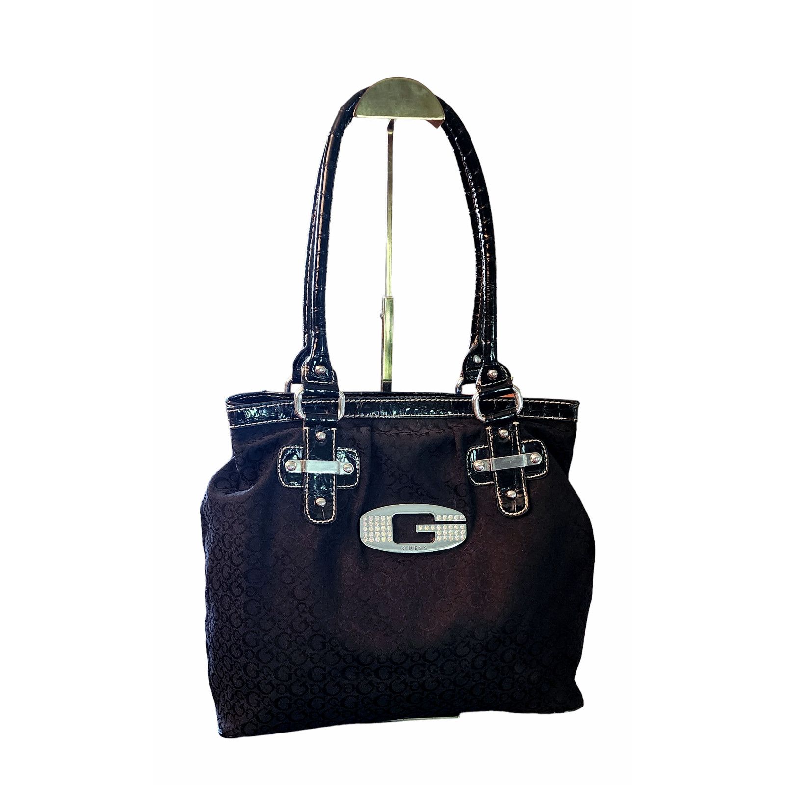 Guess Guess signature black fabric faux leather purse Bag handbag Size ONE SIZE - 1 Thumbnail