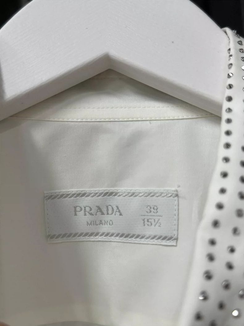 Prada Prada Long Sleeve Shirt with Rhinestone Collar-2506 Size US M / EU 48-50 / 2 - 6 Thumbnail