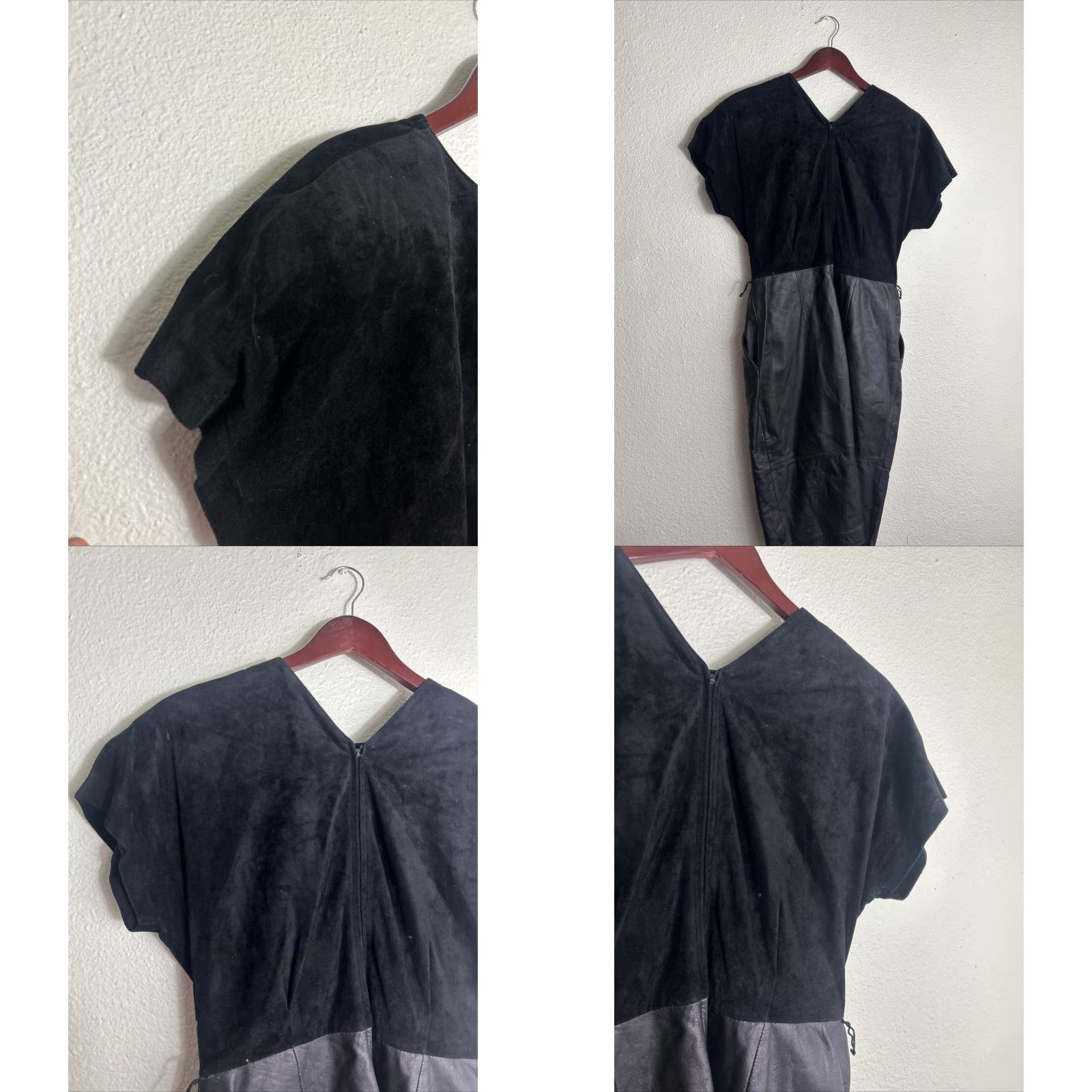 Vintage VINTAGE Morgan Taylor Petites Womens 12P Black Leather Pencil Dress Zip Back Womens Size XL / US 12-14 / IT 48-50 - 8 Thumbnail