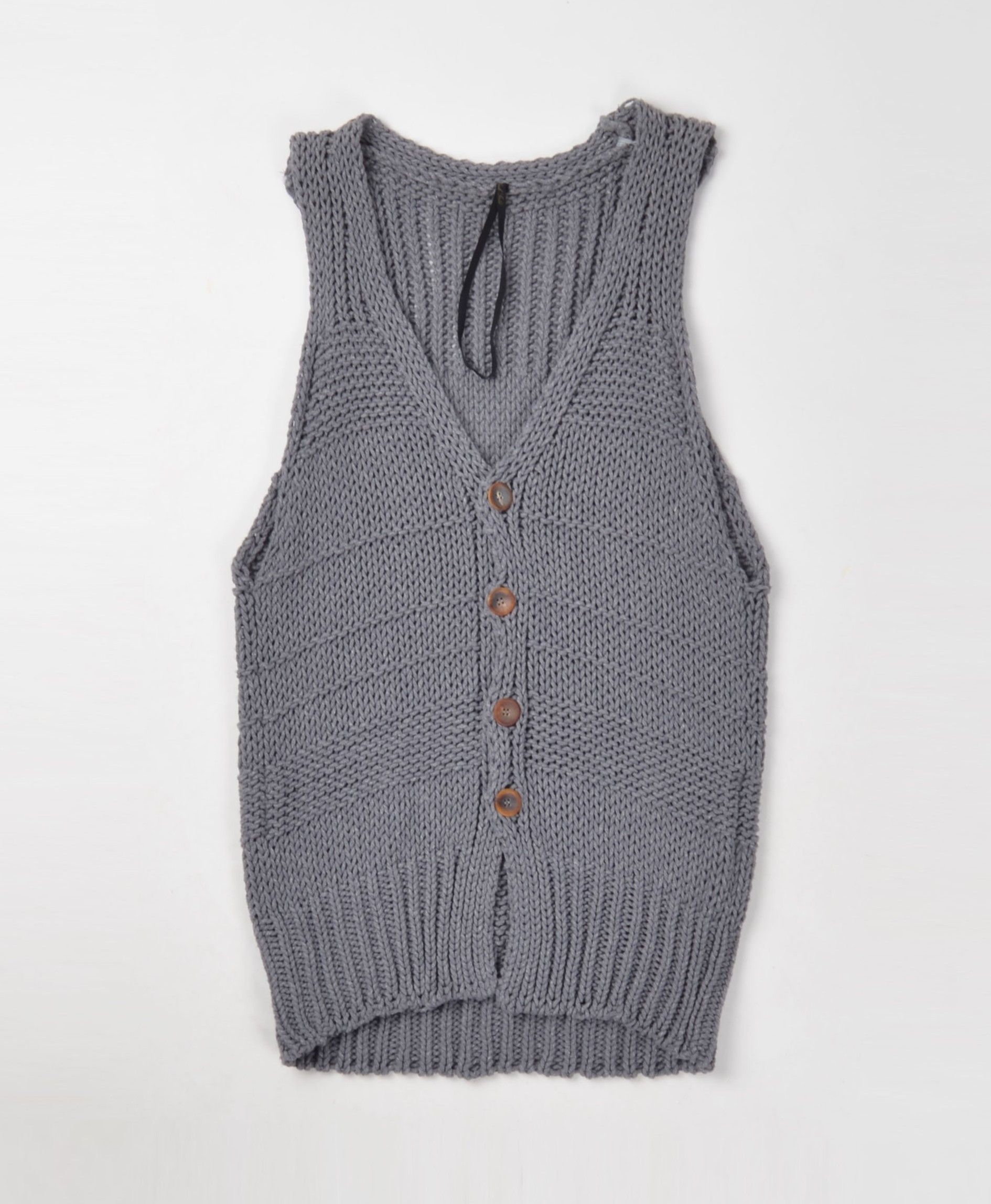 Diesel Black Gold Diesel Black Gold Chunky Knit Gray Y2K Cotton Vest Size L / US 10 / IT 46 - 4 Thumbnail