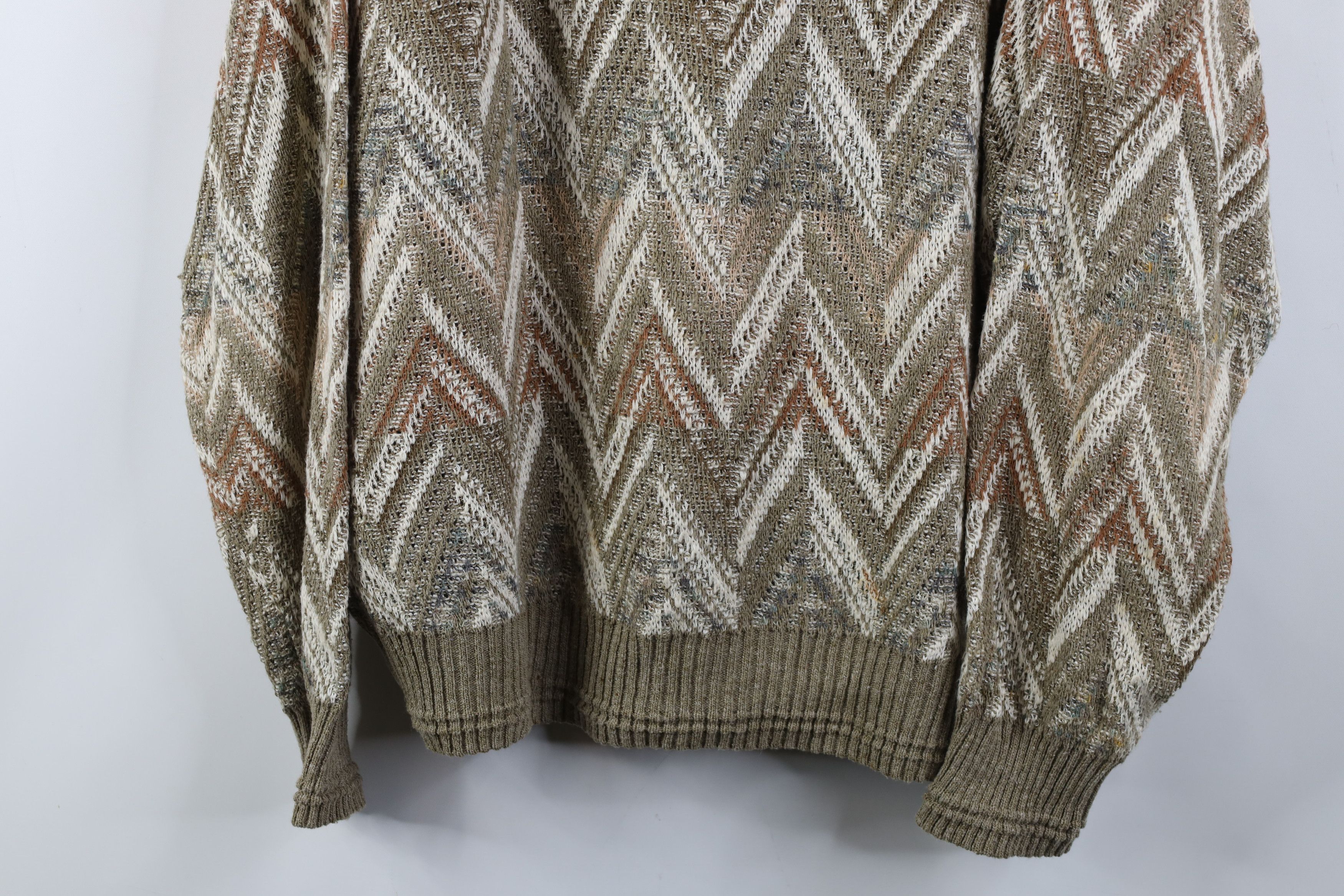 Vintage Vintage 90s Coogi Style Herringbone Silk Blend Knit Sweater Size US L / EU 52-54 / 3 - 3 Thumbnail