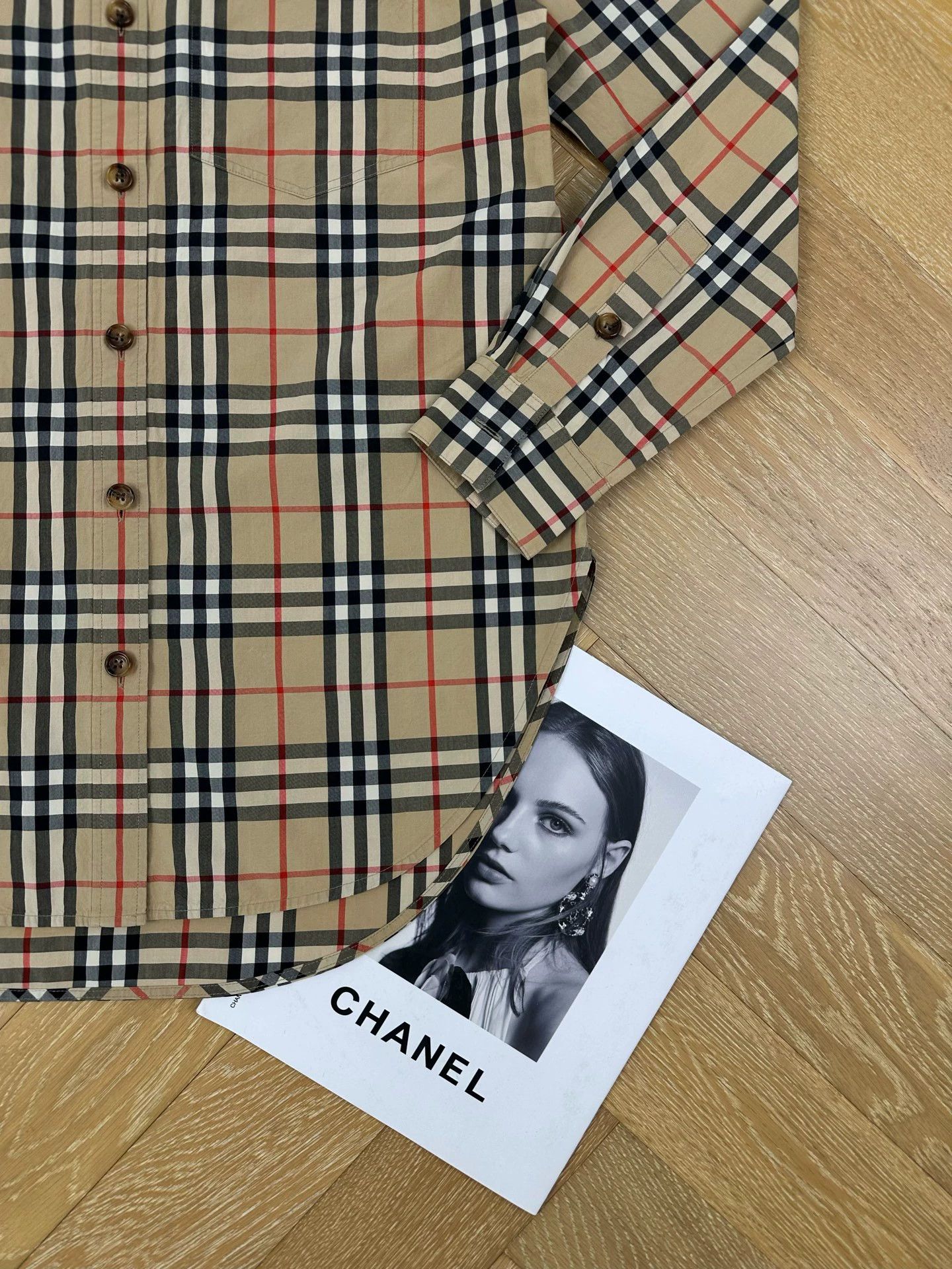 Burberry bbr button-down check longsleeve shirt khaki UK6 99 women's Size XS / US 0-2 / IT 36-38 - 3 Thumbnail