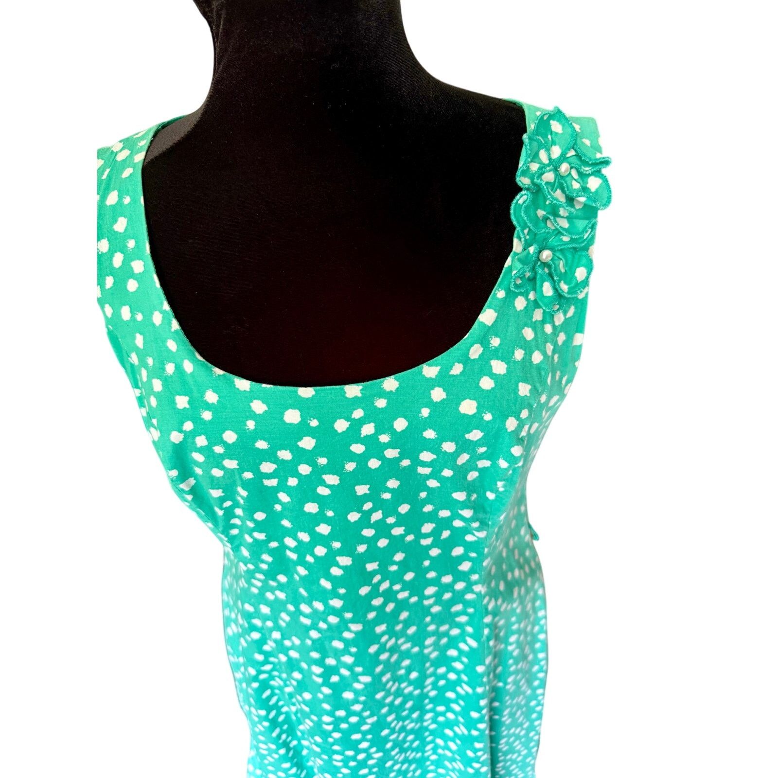 Vintage Vintage Robbie Bee Green White Polka Dot Dress Med Large 12 Size M / US 6-8 / IT 42-44 - 3 Thumbnail