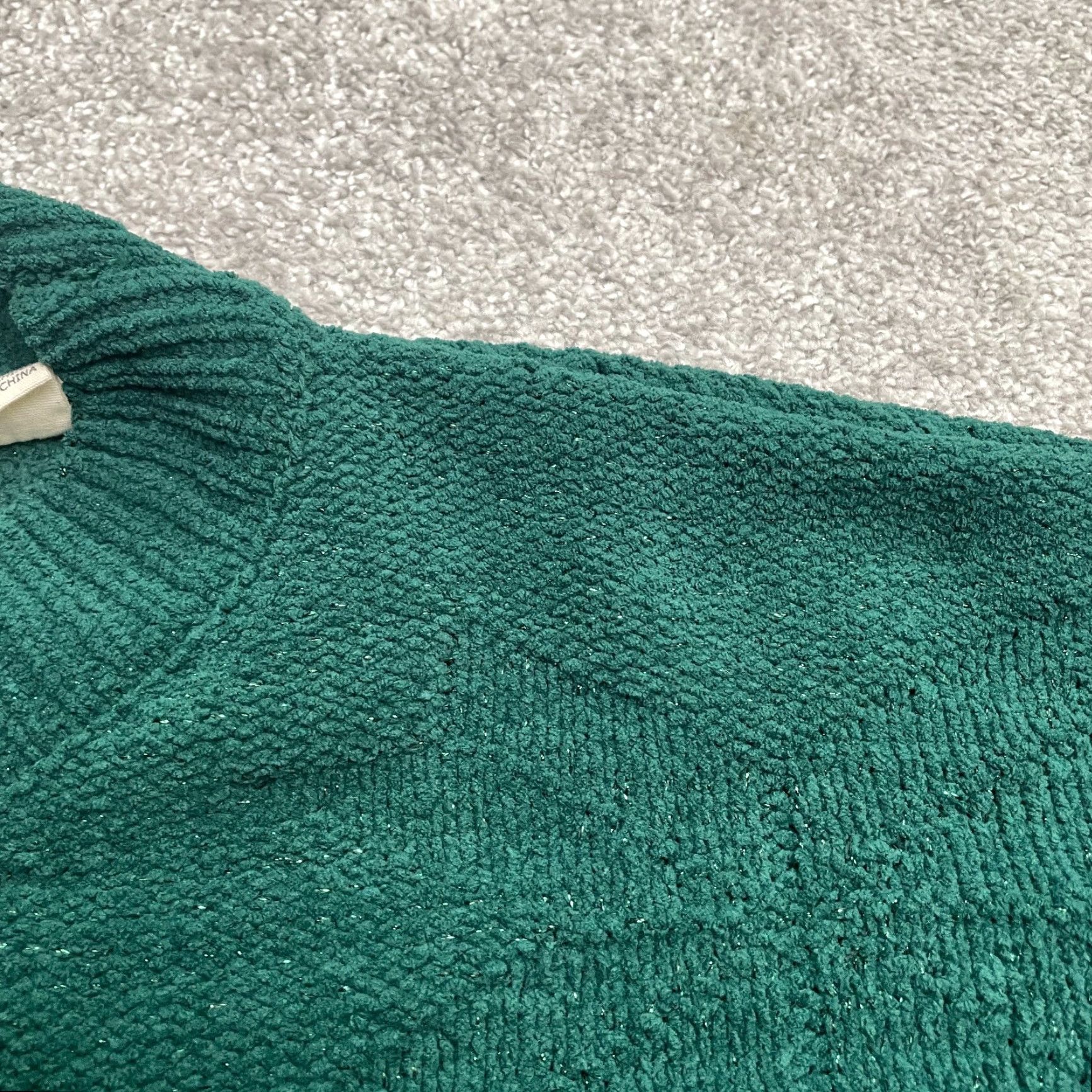 Weatherproof Weatherproof Womens Sweater XL Green Metallic Glitter Crew Neck Pullover Size XL / US 12-14 / IT 48-50 - 4 Thumbnail
