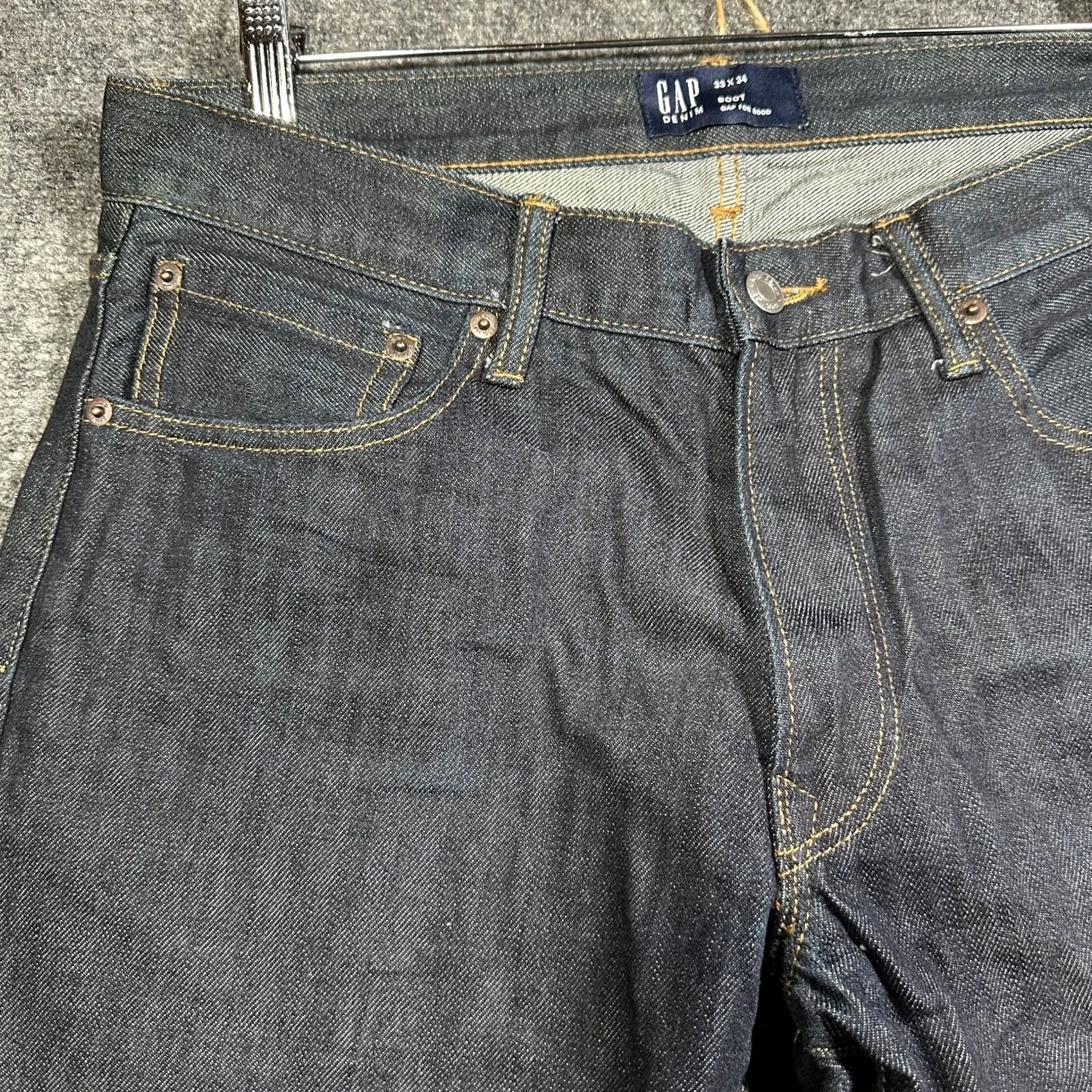 Gap GAP Jeans Mens 33 Boot Dark Wash 5-Pocket Denim Cotton Regular Rise Inseam 34 Blue Mens Jeans Bootcut Carded Size 33 Tea Size US 33 - 4 Thumbnail