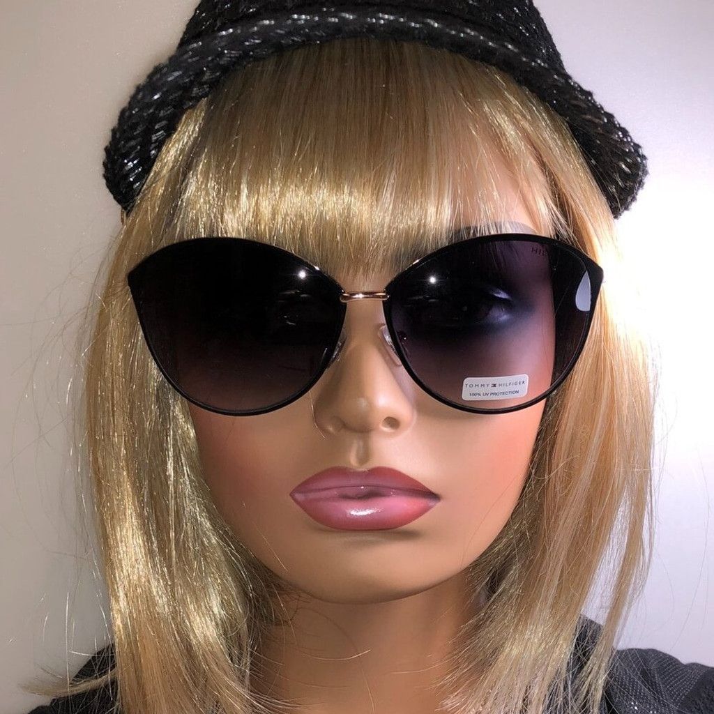 Tommy Hilfiger Tommy Hilfiger Oversized Black & Gold Sunglasses Size ONE SIZE - 1 Thumbnail