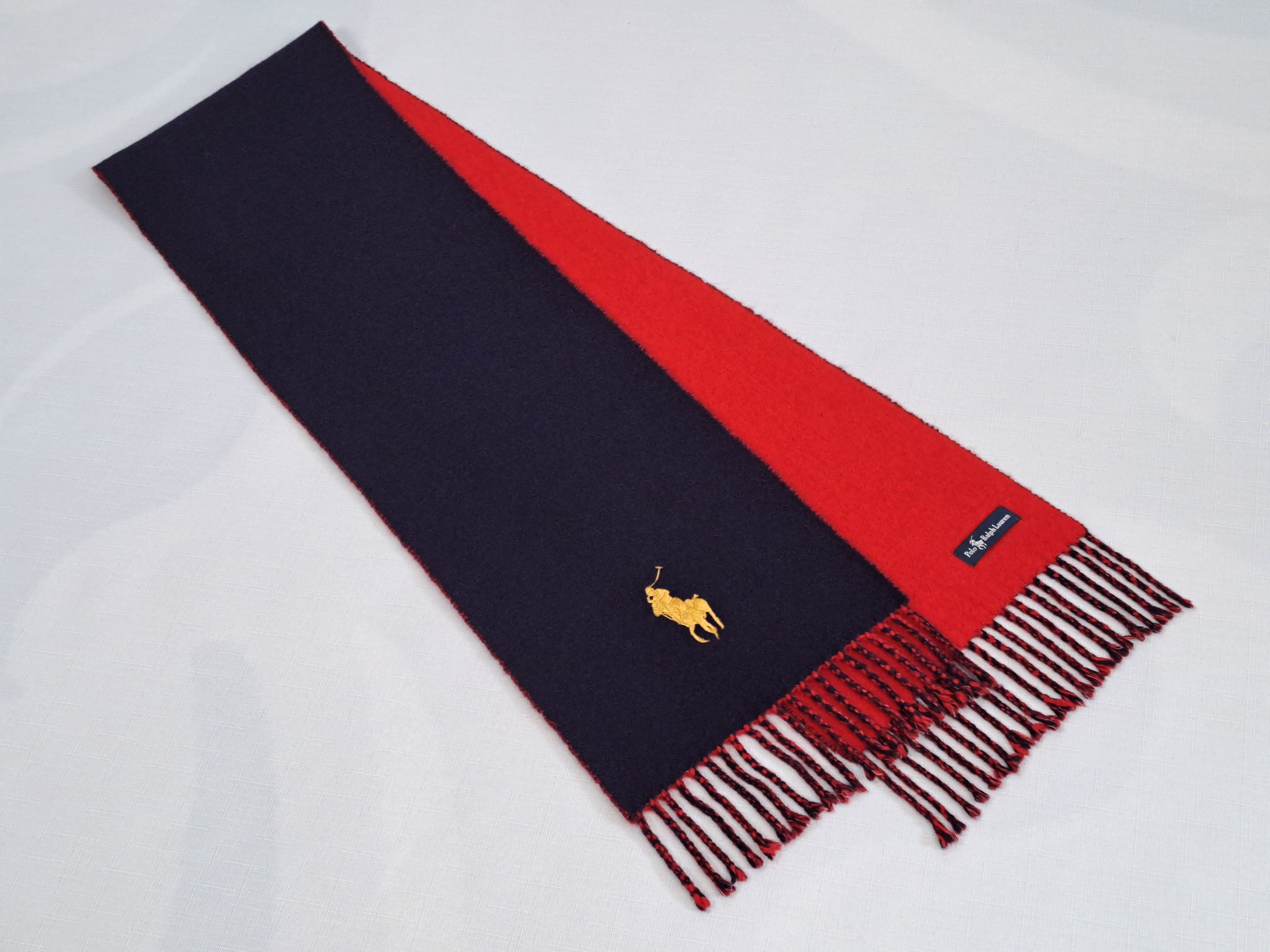 Polo Ralph Lauren Polo Ralph Lauren embroidered big pony logo bicolore scarf. Size ONE SIZE - 2 Thumbnail