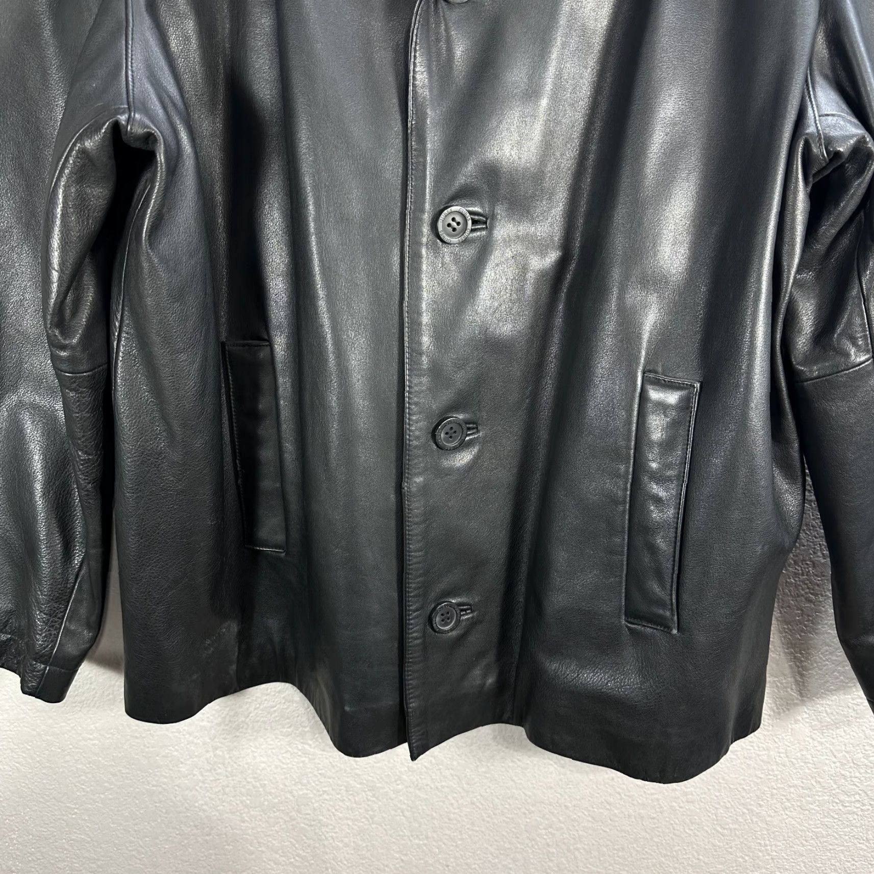 Guess GUESS Leather Jacket Mens XL Black Leather Blazer Lined Pockets Classic Sz XL Size US XL / EU 56 / 4 - 5 Thumbnail