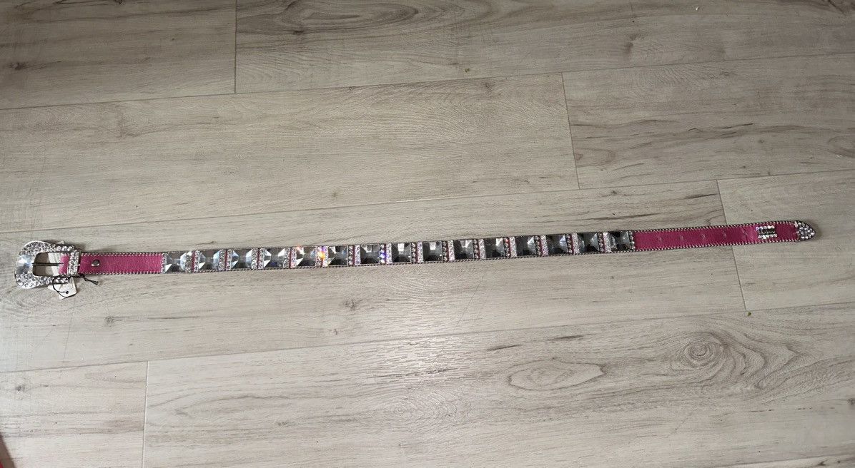 B.B. Simon AUTHENTIC BB SIMON Belt HOT PINK Swarovski Crystals Sx XL Size 34 - 5 Thumbnail