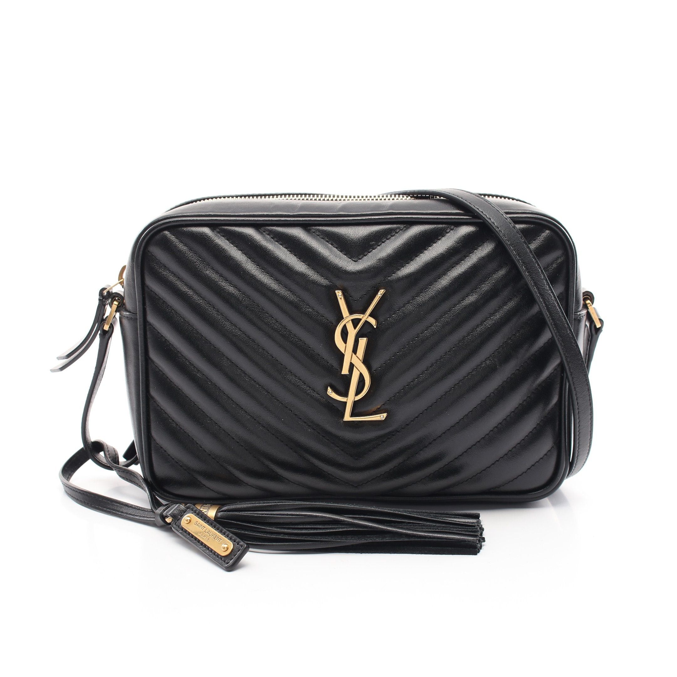 Yves Saint Laurent Lou Roux Monogram Shoulder Bag Leather Black