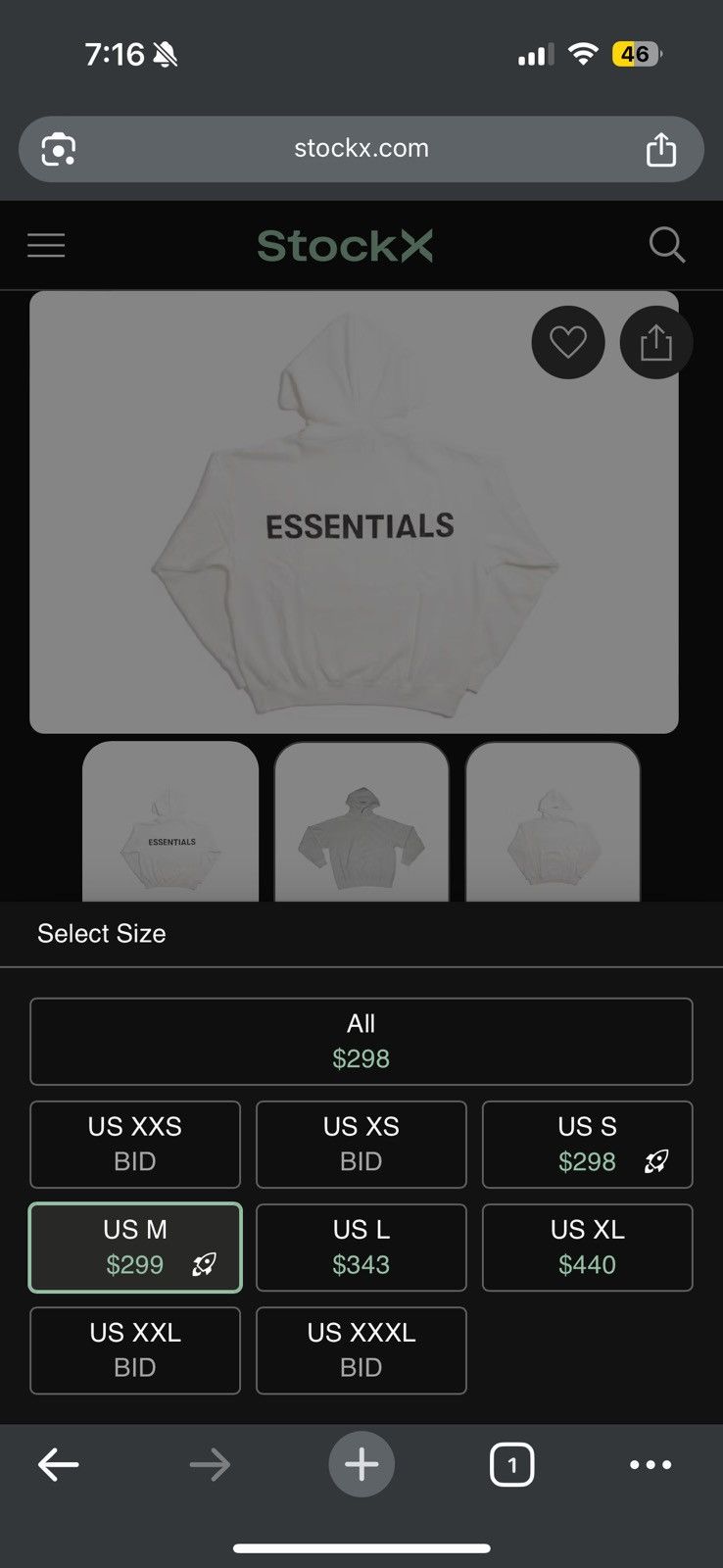 🔥Fear of God Essentials Boxy 3M Graphic Hoodie SZ Med White