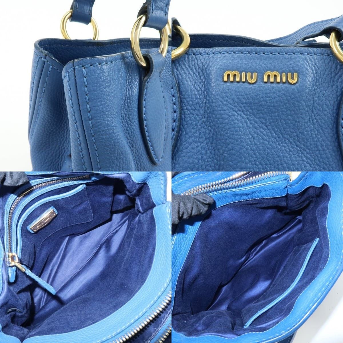 Miu Miu Miu Miu Logo Calfskin Shoulder Bag Blue Size ONE SIZE - 6 Thumbnail
