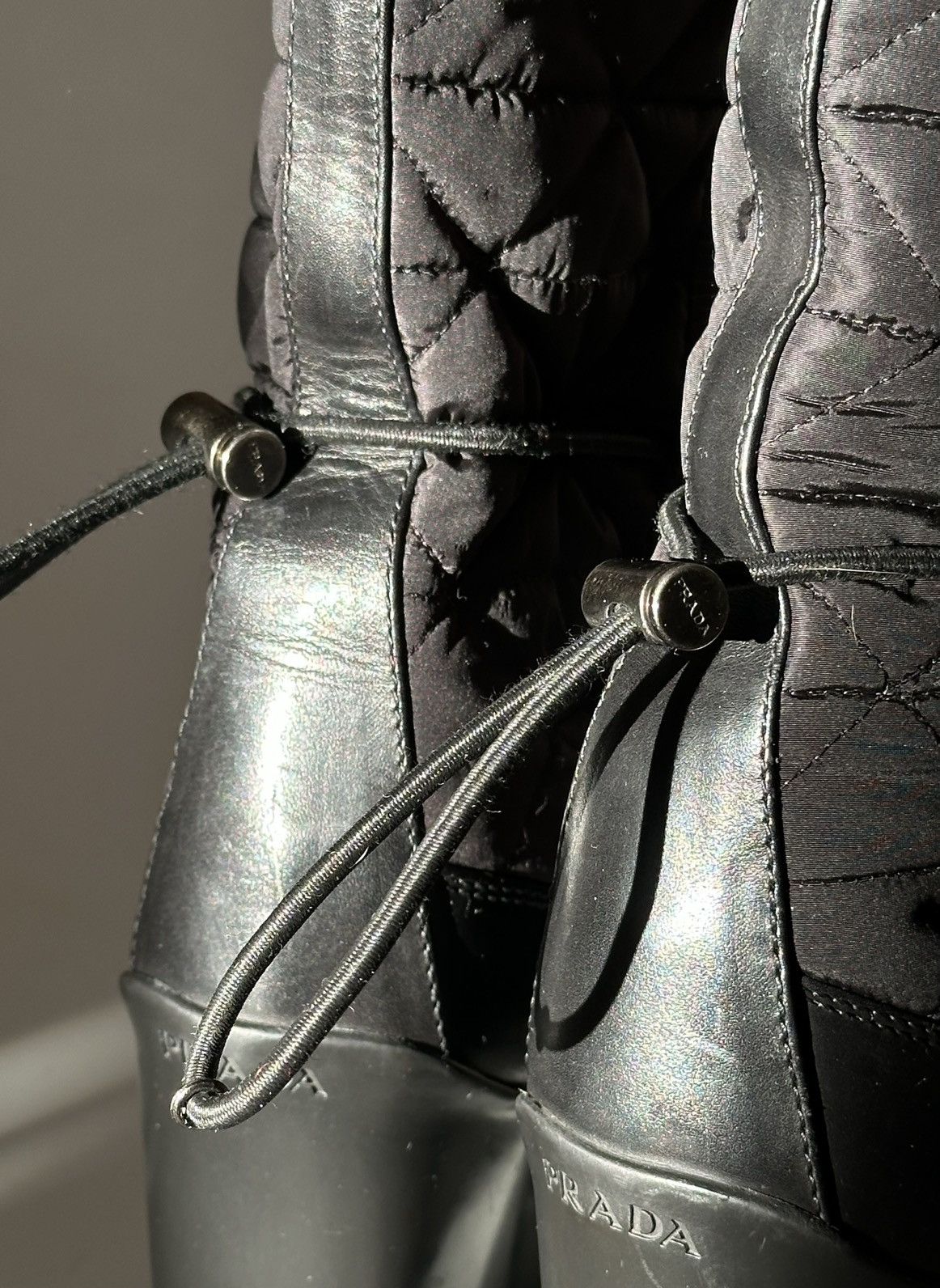 Prada *sz39.5* PRADA 2006 Fur Padded Logo Boots Vintage Leather Size US 9.5 / IT 39.5 - 15 Thumbnail