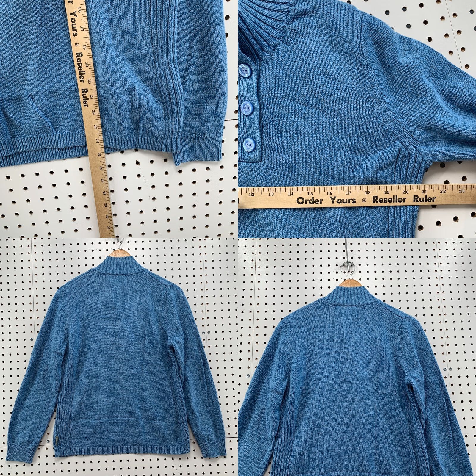 Vintage Woolrich Sweater Womens Medium Blue Knit Pullover Shawl Neck Button Fits 21x25 Size M / US 6-8 / IT 42-44 - 9 Thumbnail