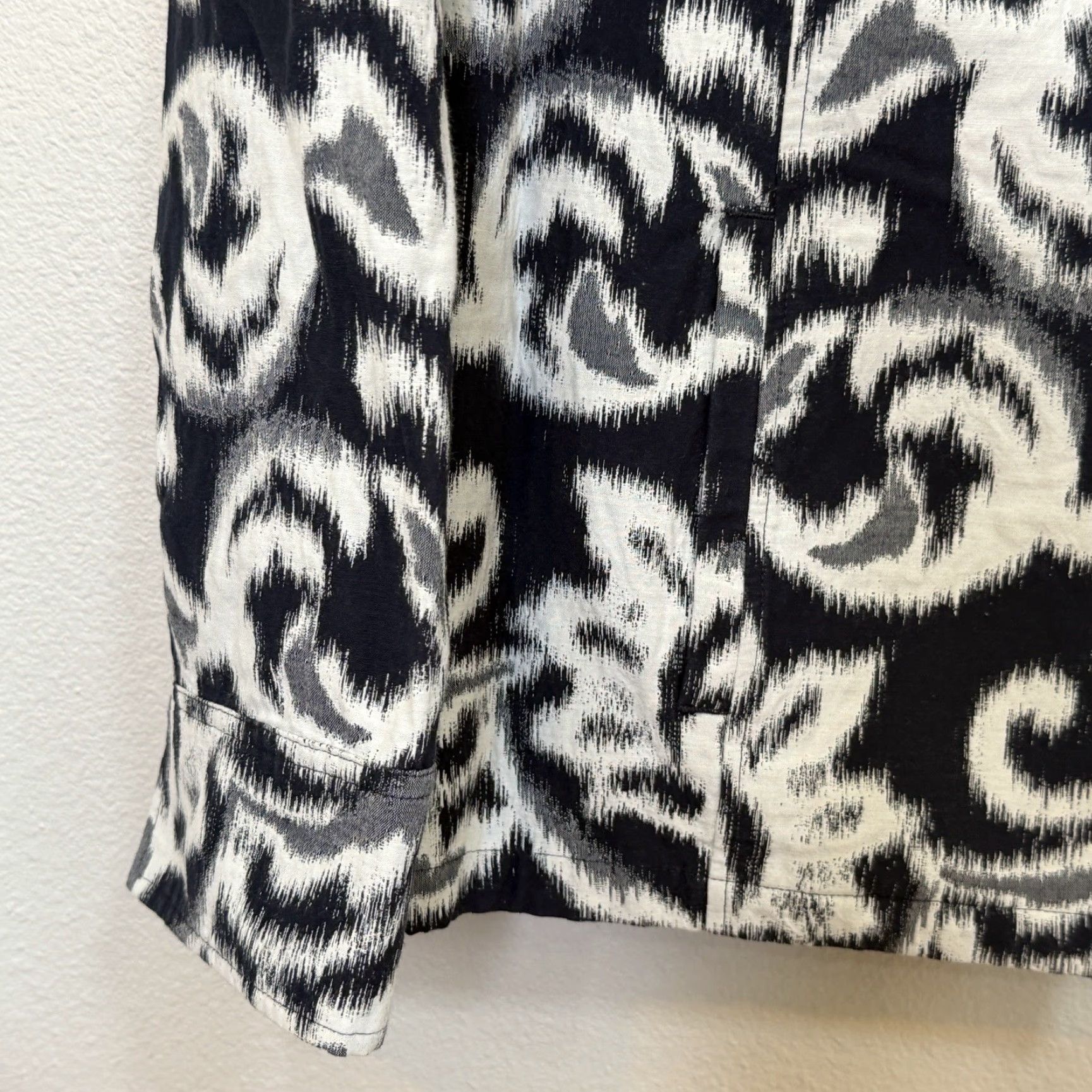 Vintage Chico’s Jacket Open Front Size 3 XL Dark Blue Print Long Sleeve Collared Pockets Size XL / US 12-14 / IT 48-50 - 4 Thumbnail