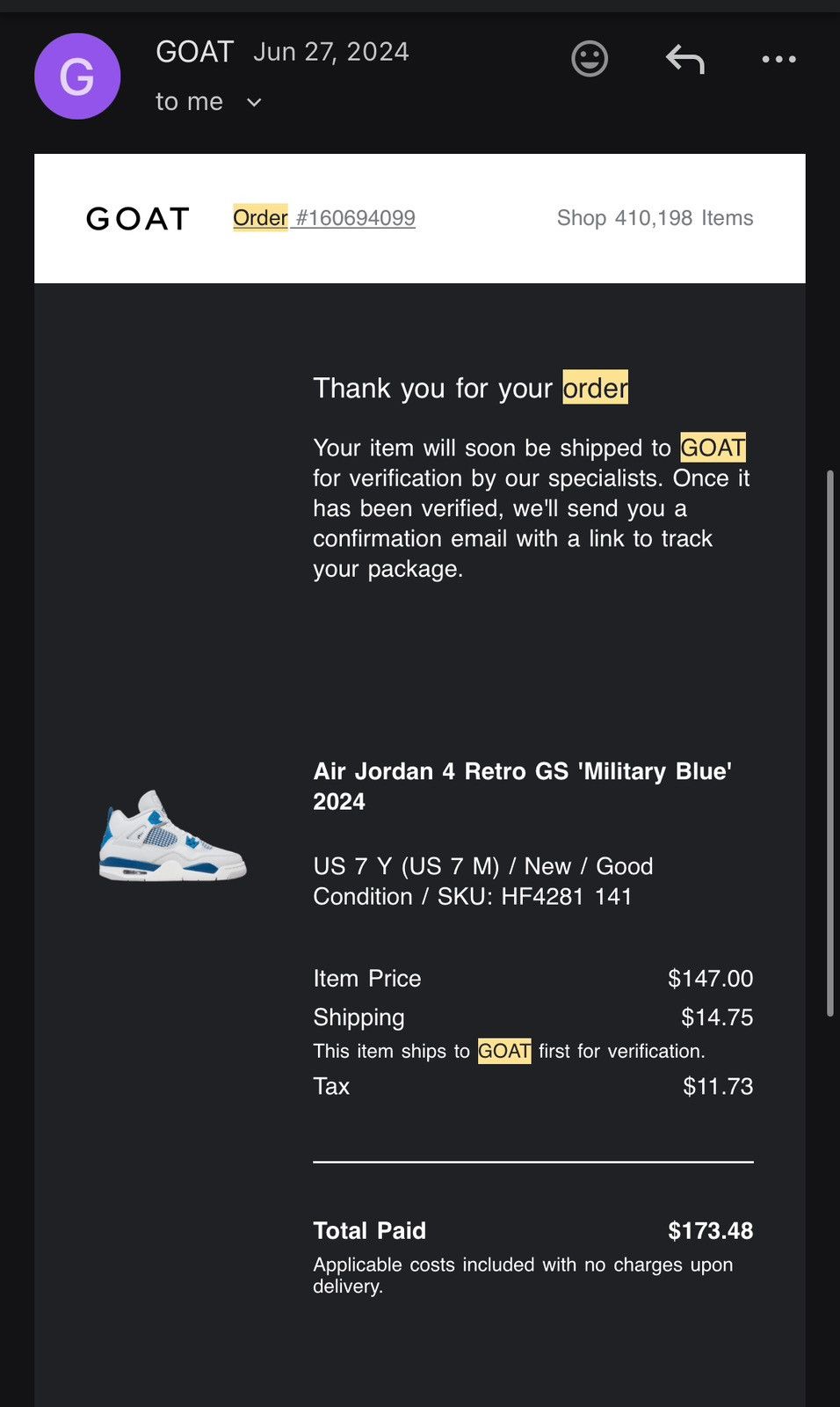 Jordan Brand Jordan 4 Military Blue Size US 7 / EU 40 - 10 Thumbnail