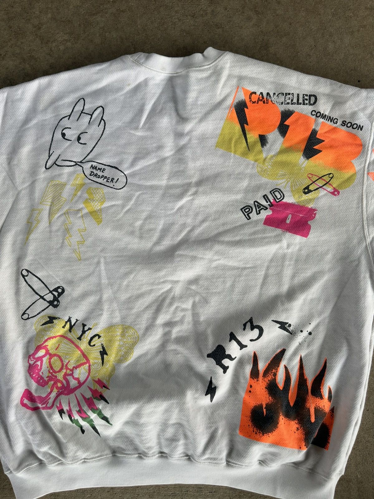 Japanese Brand × Polo Ralph Lauren R13 Graffiti Oversized Crewneck White Sweater Size Large Size L / US 10 / IT 46 - 10 Thumbnail