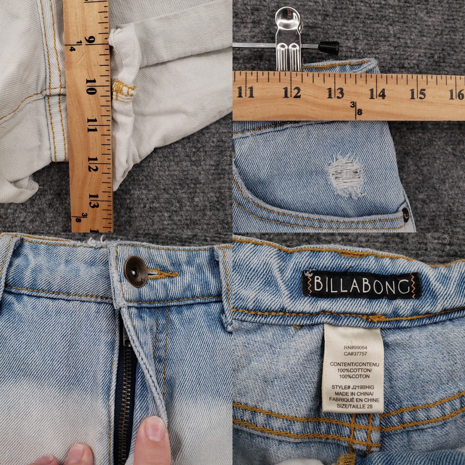 Billabong Billabong Shorts Womens 28 Blue High Rise Cut Off Cuffed Denim Zip Fly Baggy? No, Shorts. Size 28" / US 6 / IT 42 - 8 Thumbnail