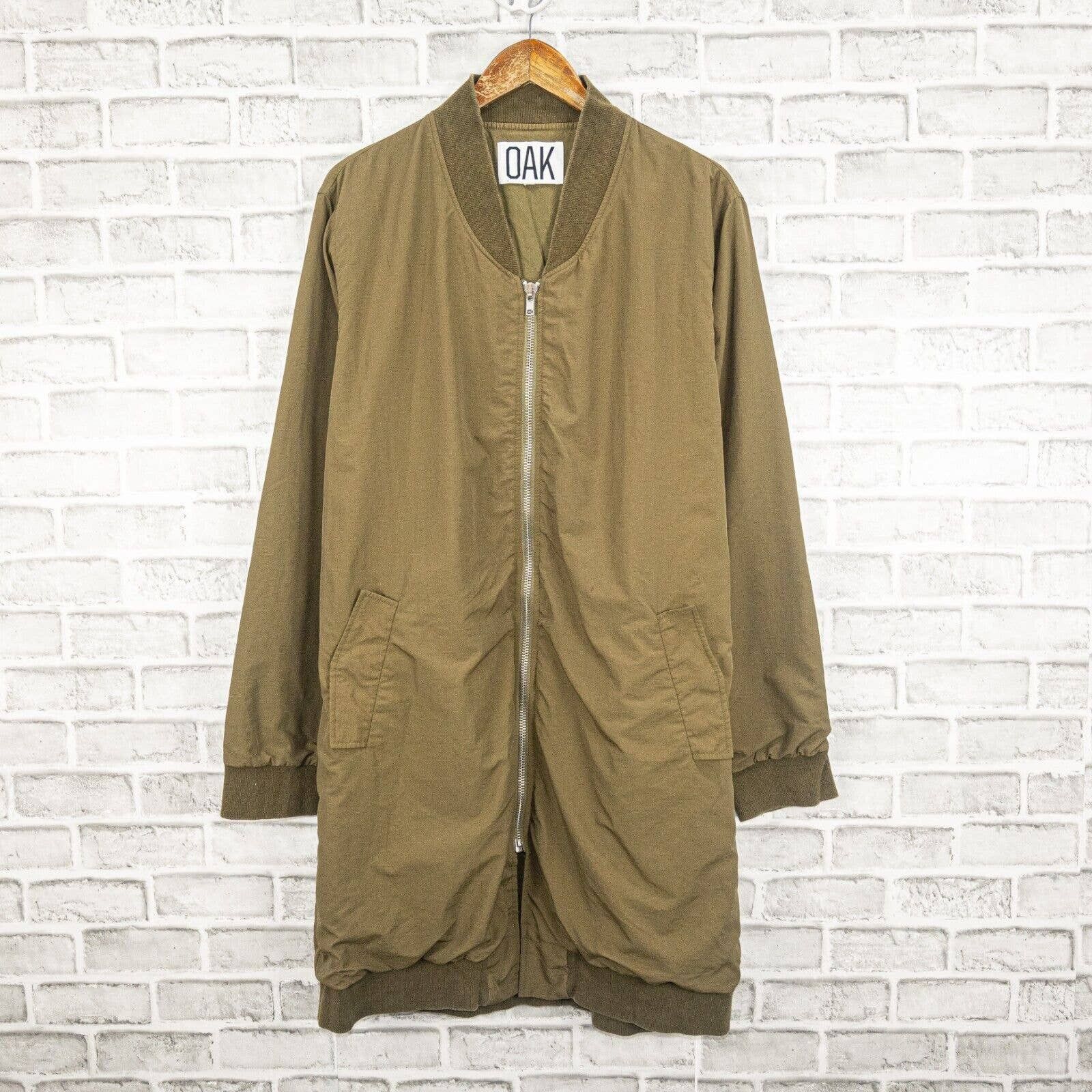 Oak NYC OAK NYC Oversized Long Bomber Jacket Nylon Tan Beige Grailed