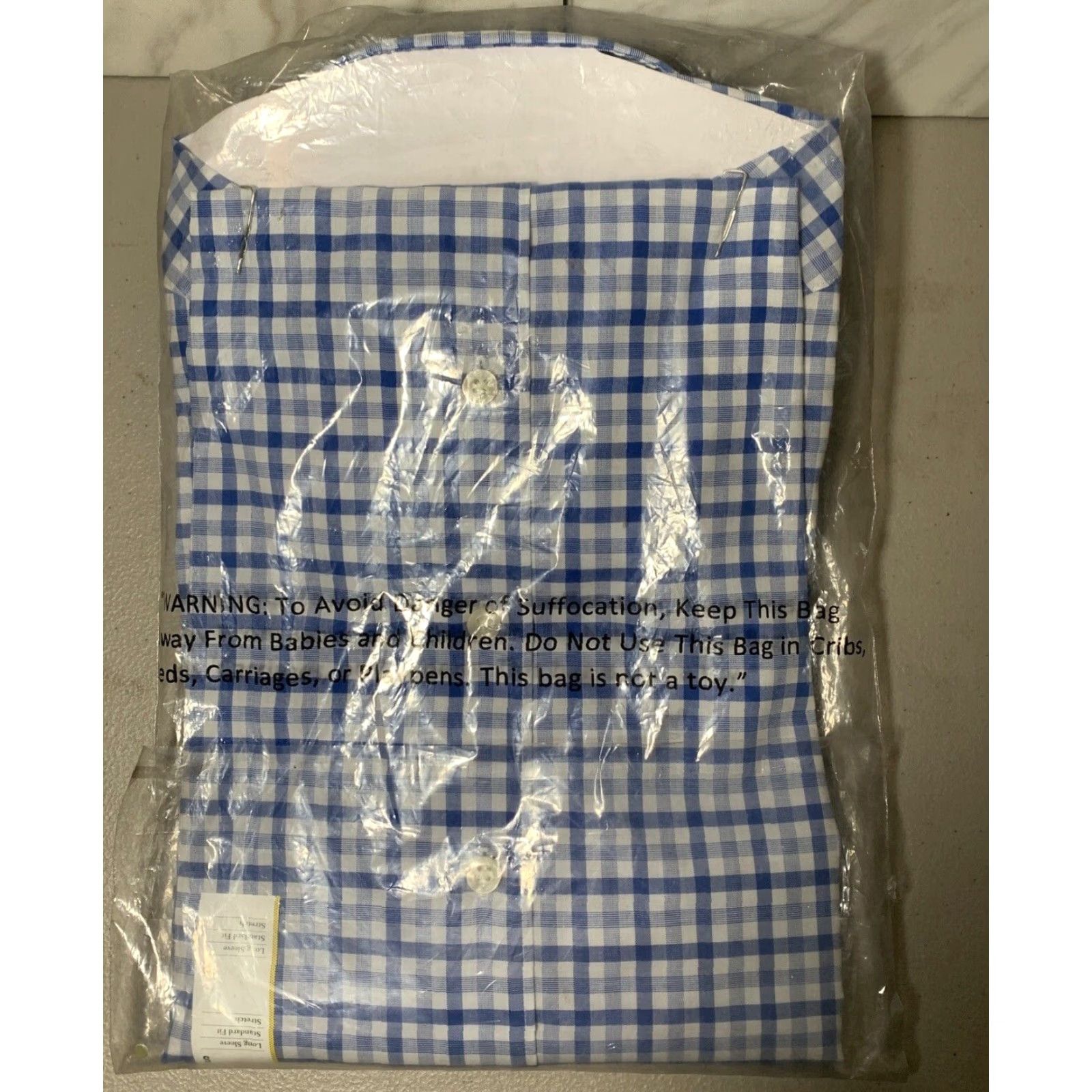 Vintage Goodfellow Shirt Men S Long Sleeve Button-Up Blue Plaid Non-Iron Stretch Dress Shirt Size 36R - 3 Thumbnail