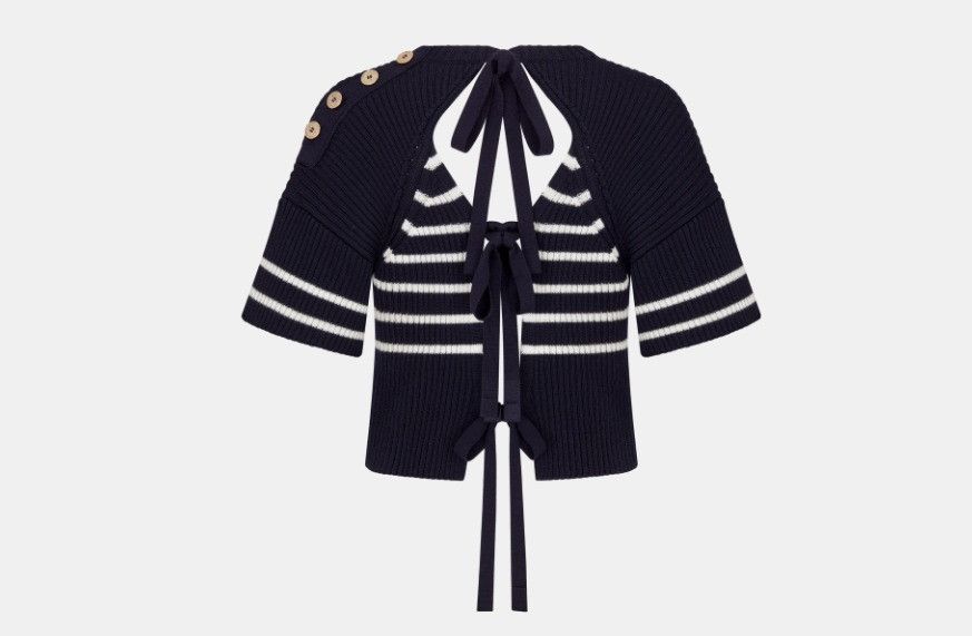 Dior o1w1db10824 Marinière Open-Back Sweater in Navy / White Size S / US 4 / IT 40 - 2 Thumbnail
