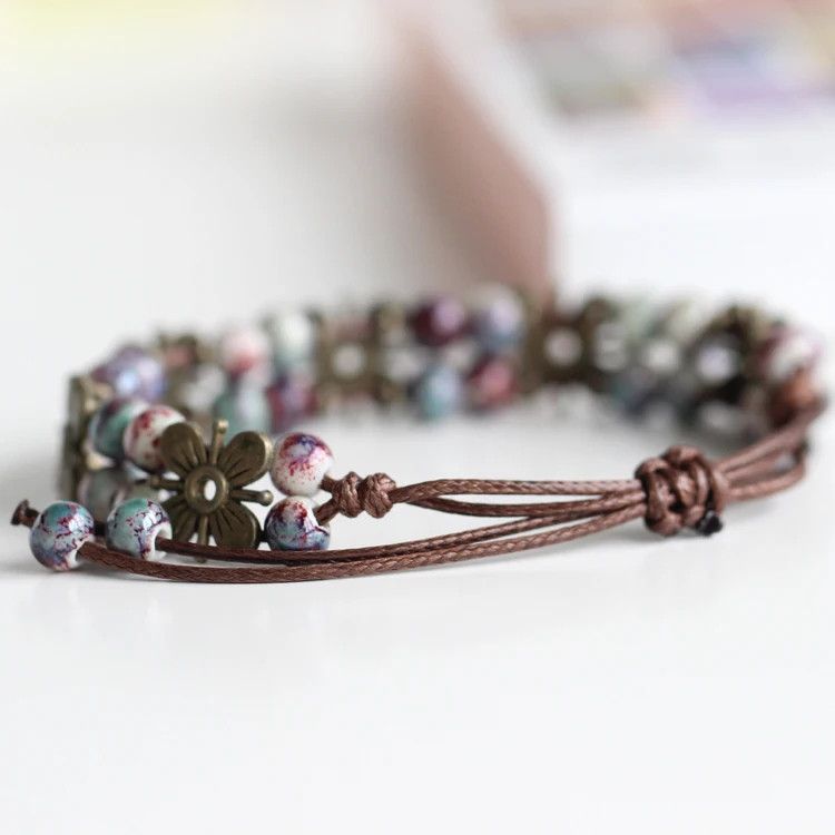 Handmade Flower Ceramic Bracelet Handmade Jewelry Gift For Her Size ONE SIZE - 6 Thumbnail