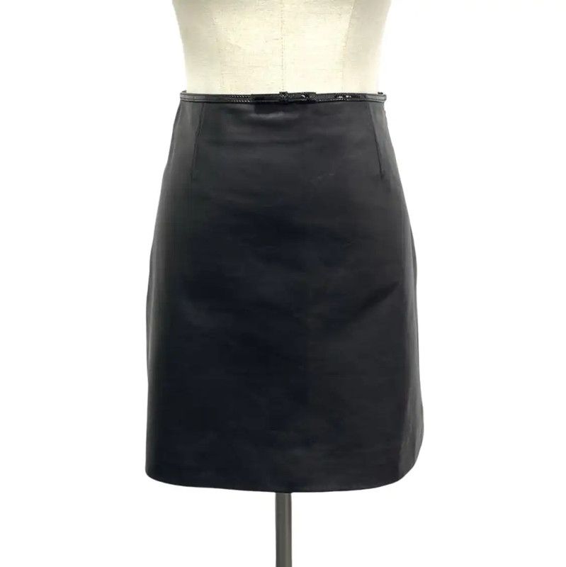 Miu Miu Miu Miu Black Lambskin Leather Skirt 0089 Size 27" / US 4 / IT 40 - 1 Thumbnail
